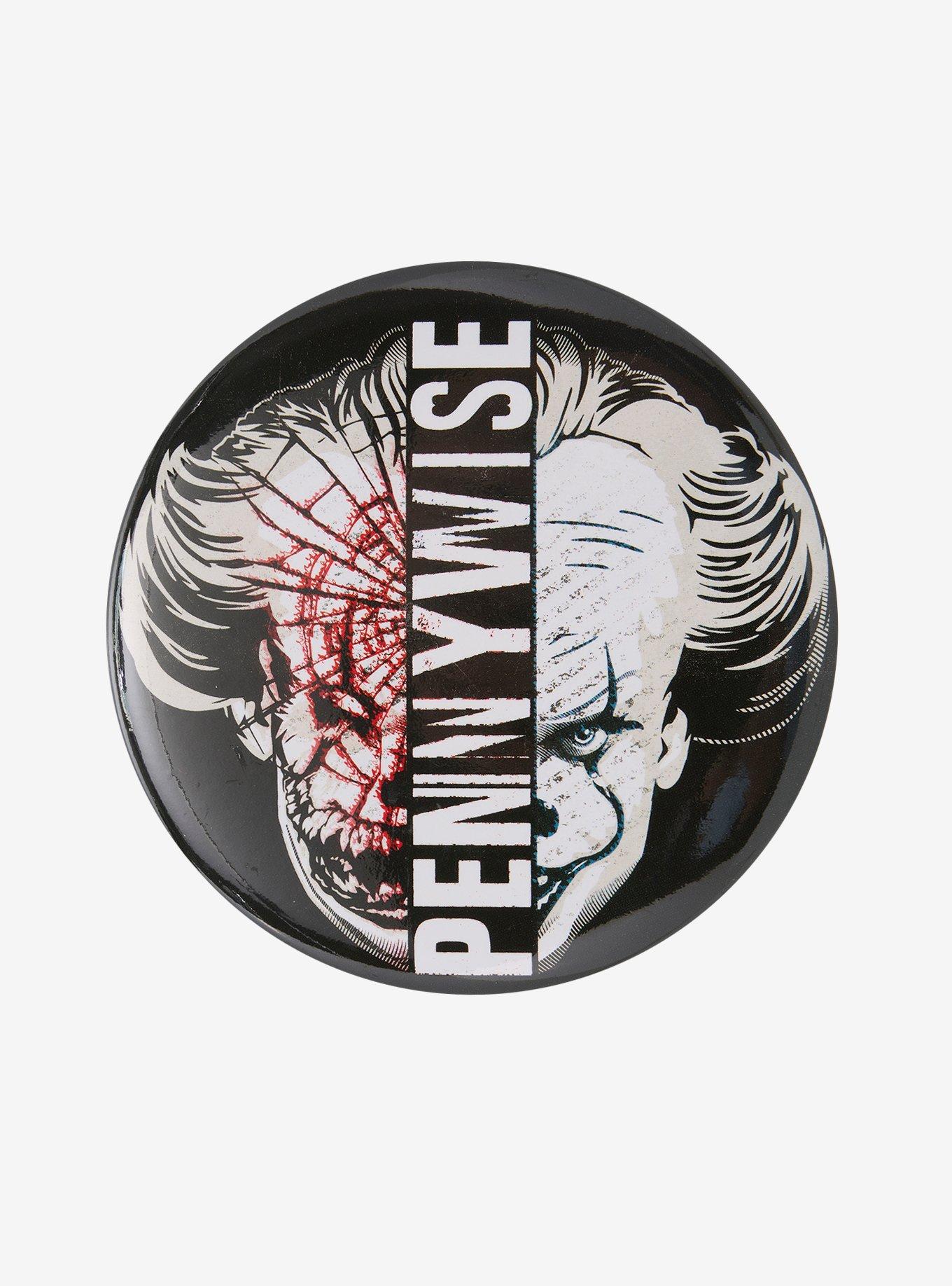 IT Pennywise Split Face 3 Inch Button, , hi-res