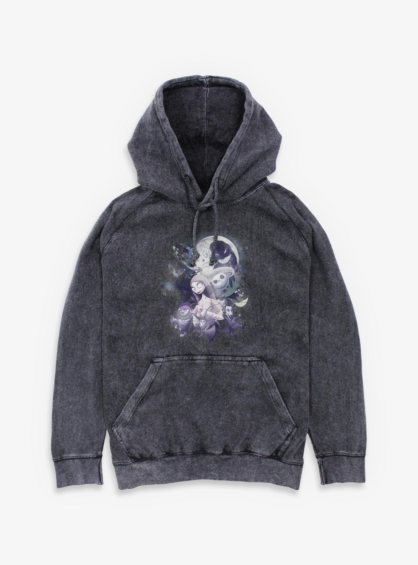 The Nightmare Before Christmas Under The Moonlight Group Mineral Wash Hoodie, , hi-res