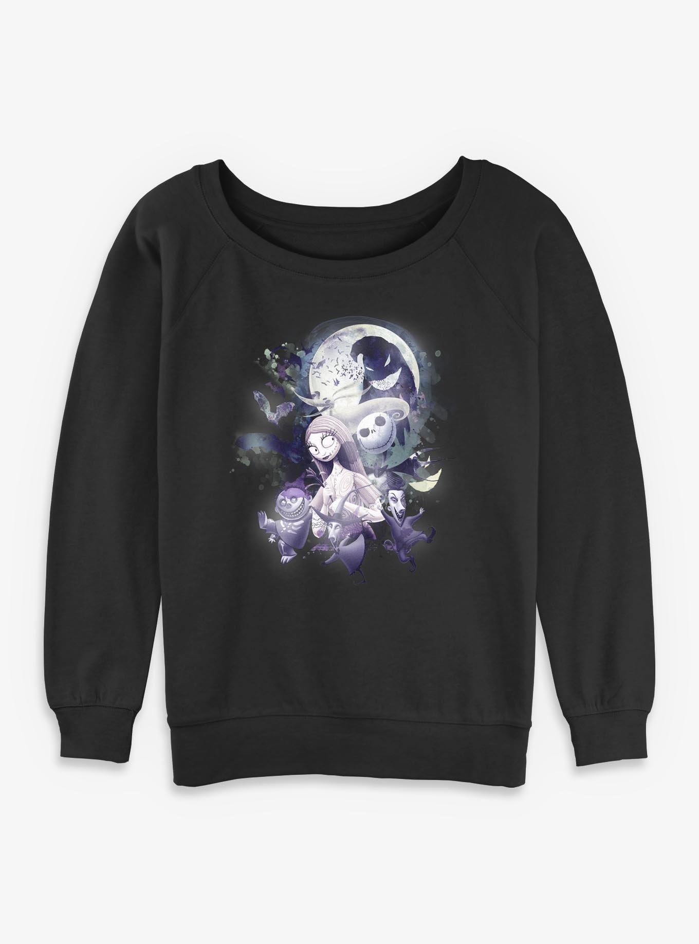 The Nightmare Before Christmas Under The Moonlight Group Womens Slouchy Sweatshirt, , hi-res