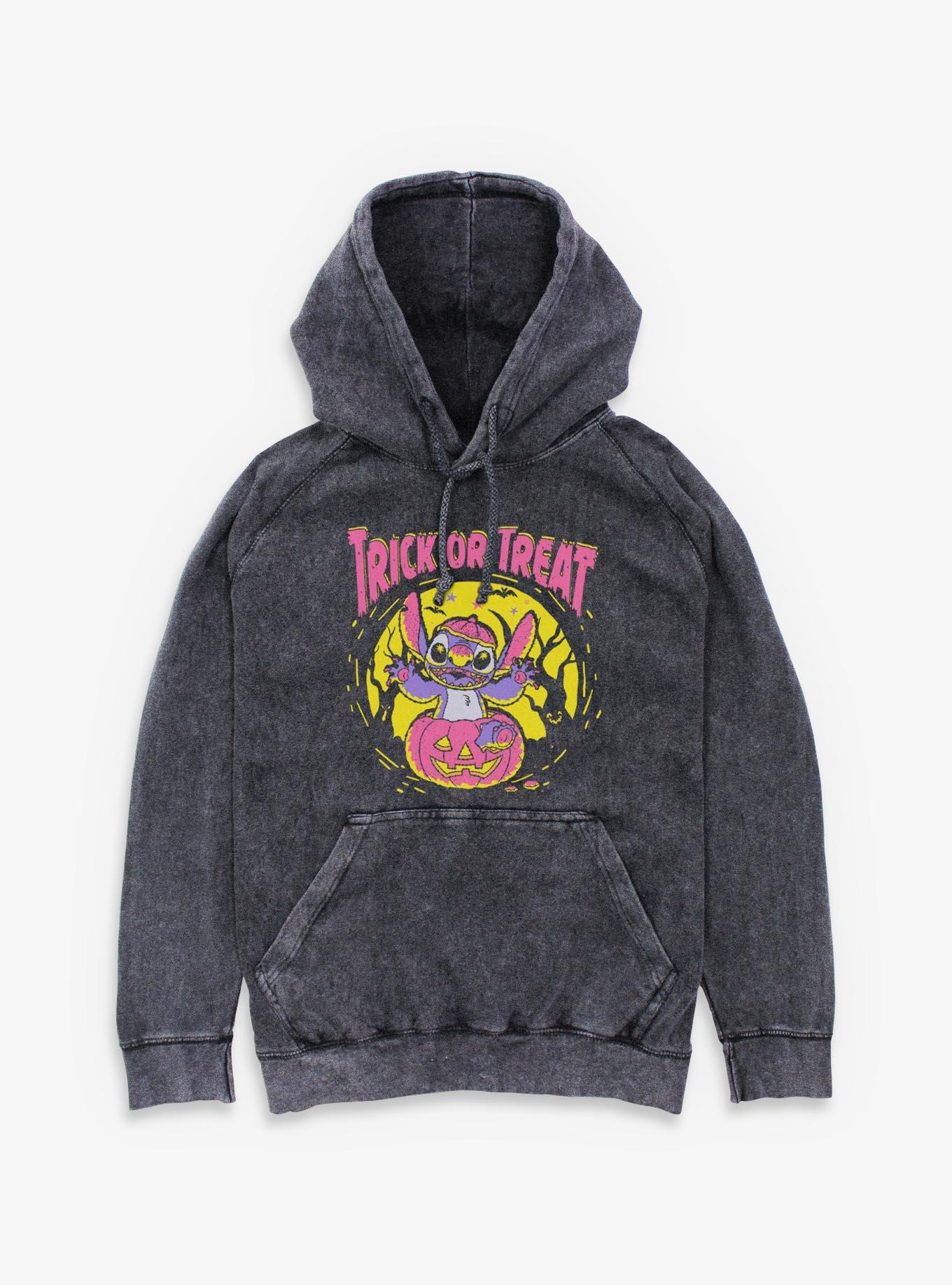 Disney Lilo & Stitch Spooky Trick Or Treat Stitch Mineral Wash Hoodie, , hi-res