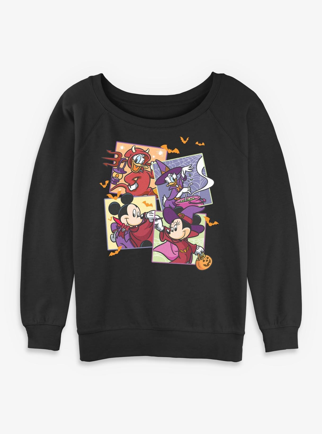 Disney Mickey Mouse & Friends Spooky Pictures Womens Slouchy Sweatshirt, BLACK, hi-res