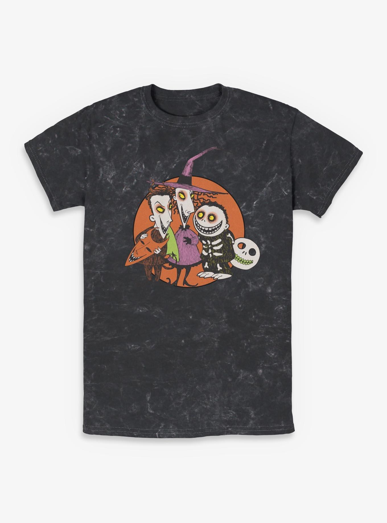 The Nightmare Before ChristmasTroublemakers Trio Lock Shock Barrel Mineral Wash T-Shirt, , hi-res