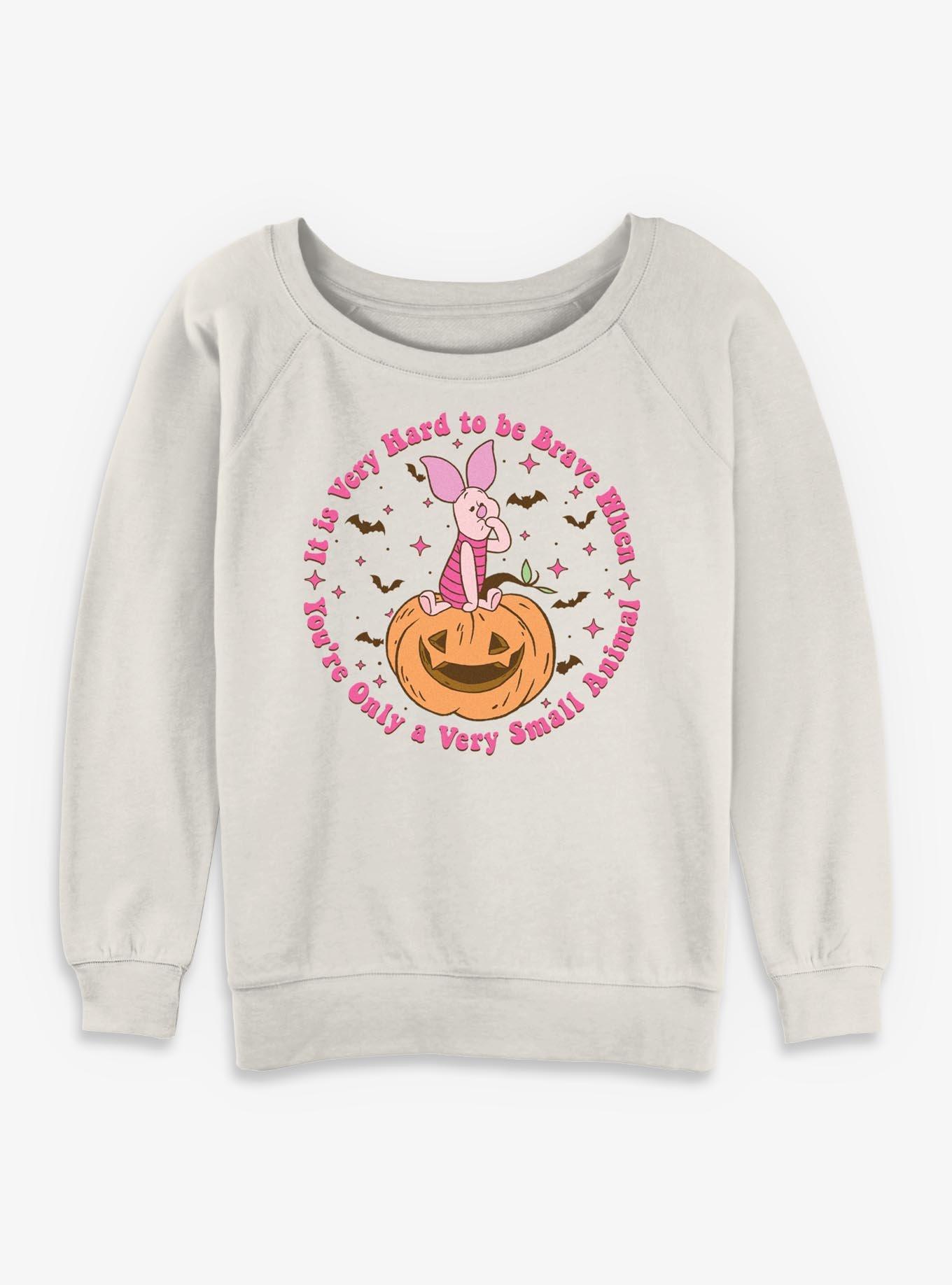 Disney Winnie The Pooh Piglet Very Hard To Be Brave Spooky Womens Slouchy Sweatshirt, , hi-res