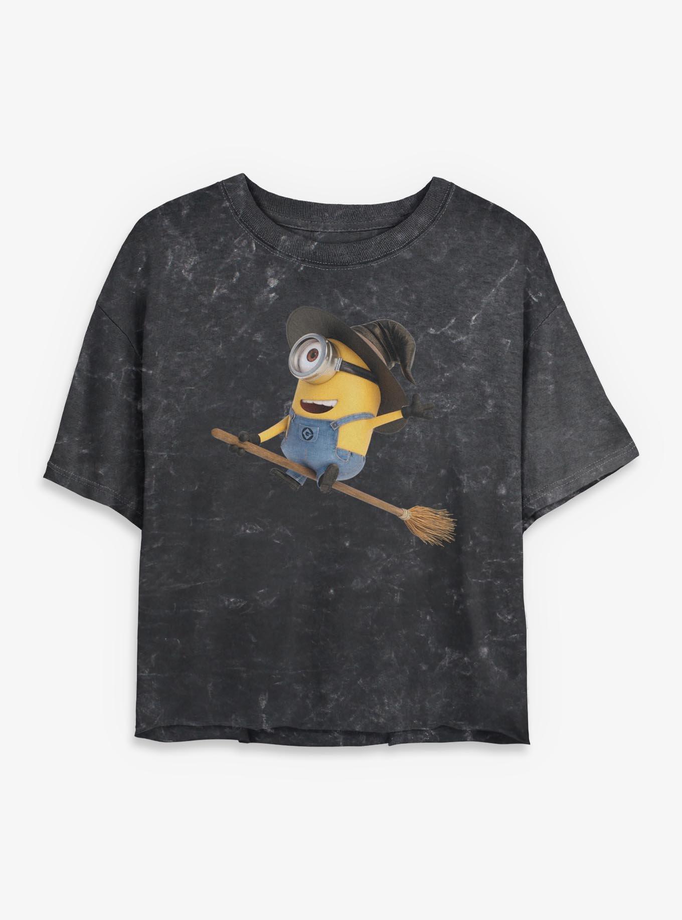Minions Minion Stuart Witch Mineral Wash Womens Crop T-Shirt, , hi-res