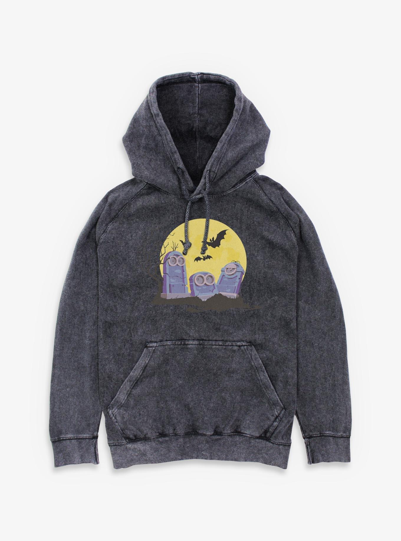 Minions Spooky Tombstone Cemetery Mineral Wash Hoodie, , hi-res