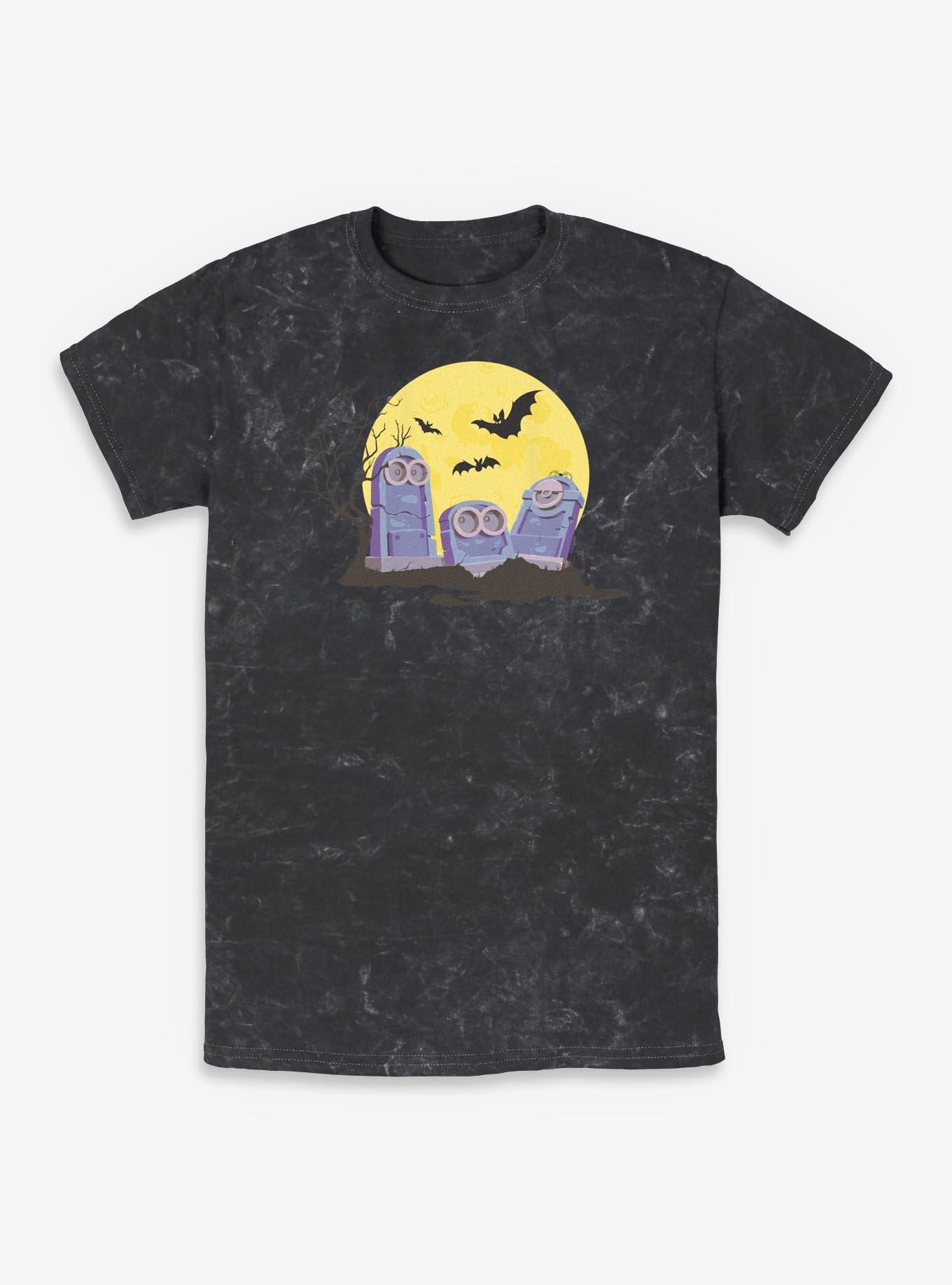 Minions Spooky Tombstone Cemetery Mineral Wash T-Shirt, , hi-res