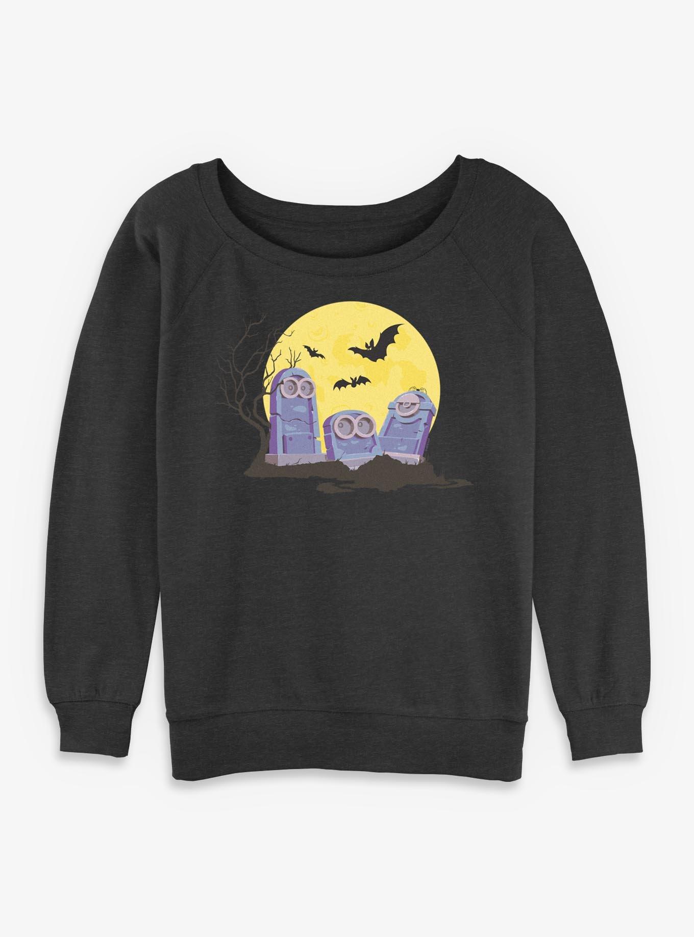 Minions Spooky Tombstone Cemetery Womens Slouchy Sweatshirt, , hi-res