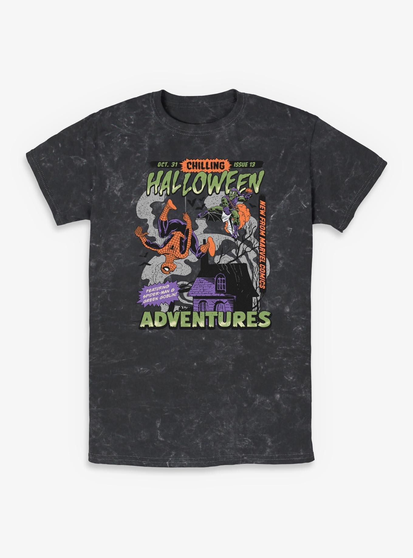 Marvel Spider-Man Chilling Halloween Adventures Comic Style Cover Mineral Wash T-Shirt, , hi-res
