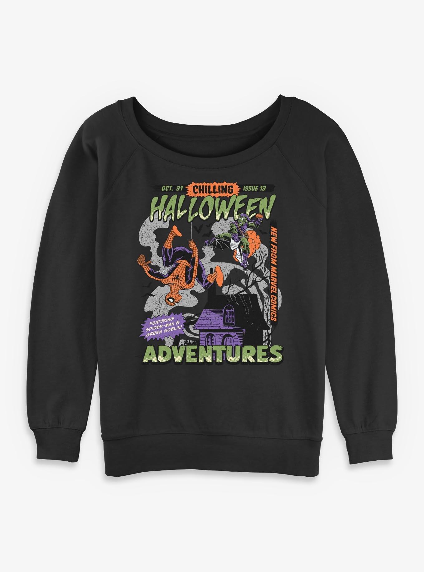 Marvel Spider-Man Chilling Halloween Adventures Comic Style Cover Womens Slouchy Sweatshirt, , hi-res