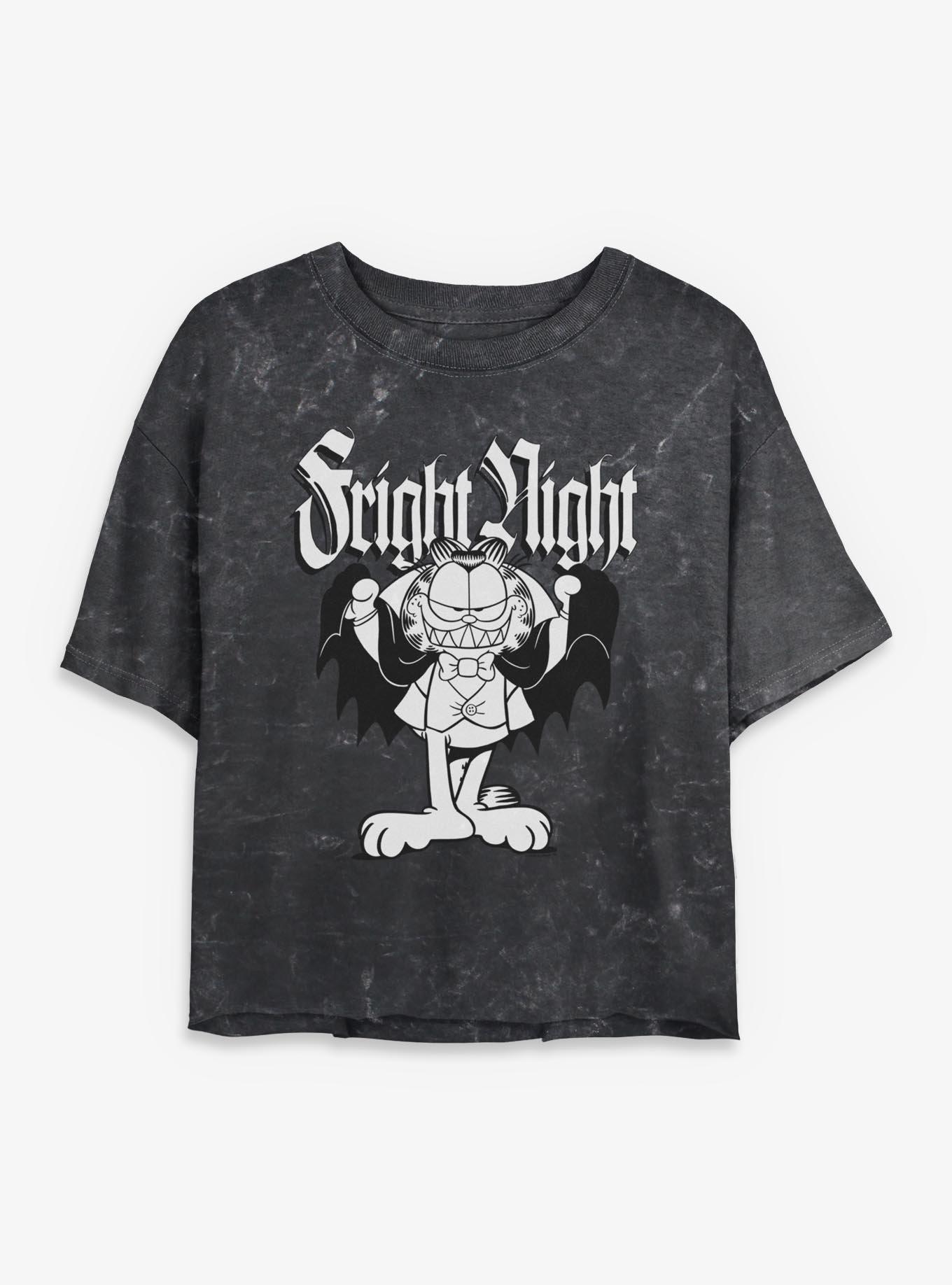 Garfield Fright Night Vampire  Mineral Wash Womens Crop T-Shirt, , hi-res