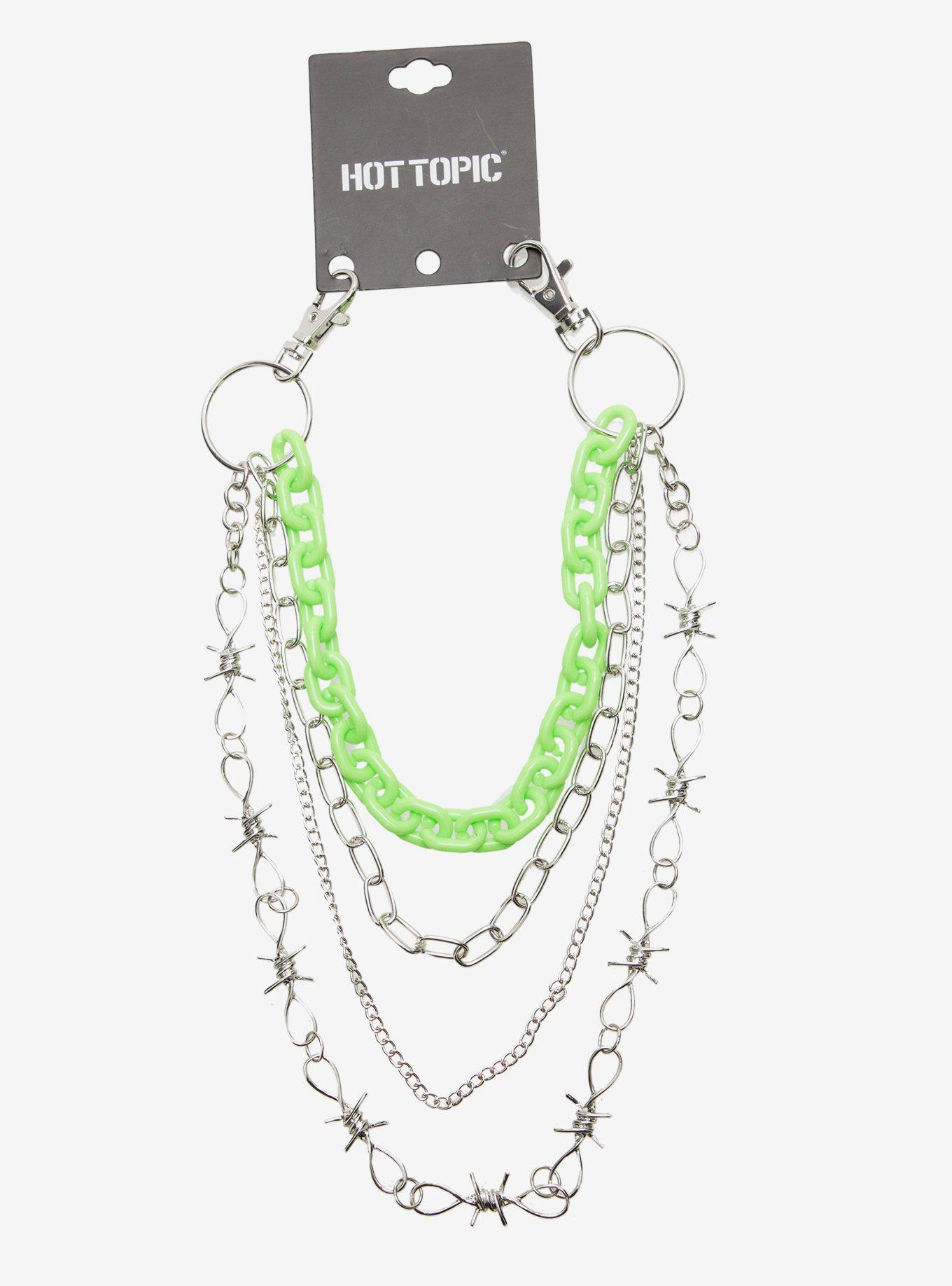 Green Barbed Wire 12 Inch, 14 Inch, 16 Inch & 20 Inch Wallet Chain, , hi-res