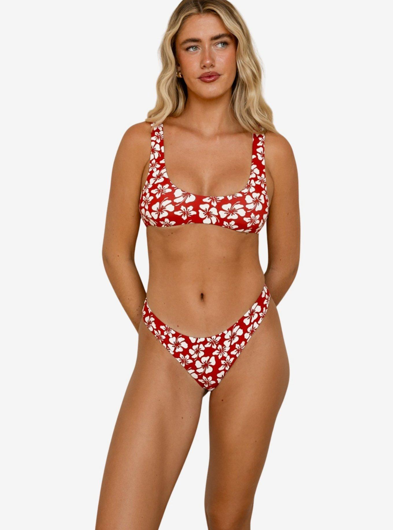 Dippin' Daisy's Nocturnal Cheeky Bikini Bottom, RED, hi-res