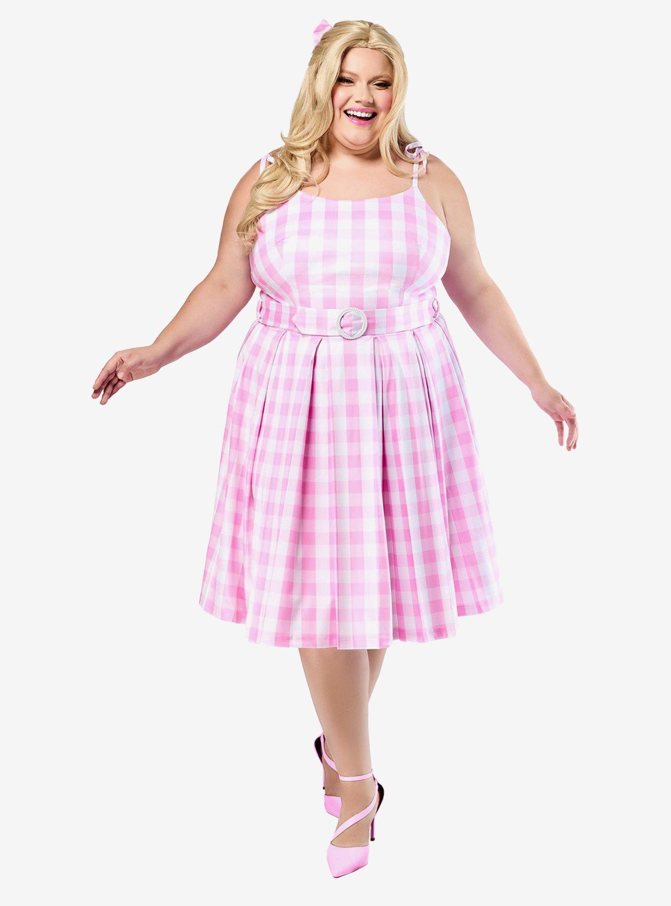 Barbie Perfect Day Pink Gingham Dress Plus Size, , hi-res
