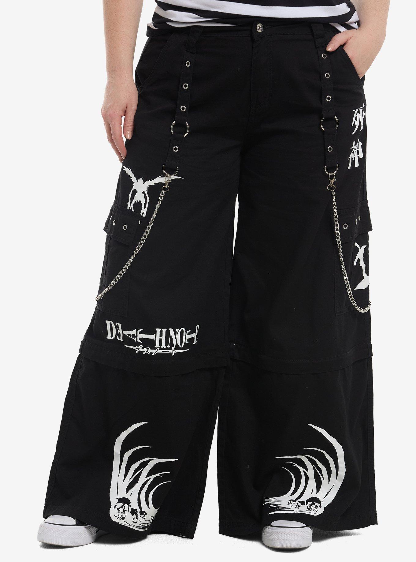 Death Note Suspender Zip-Off Wide Leg Jeans Plus Size, , hi-res