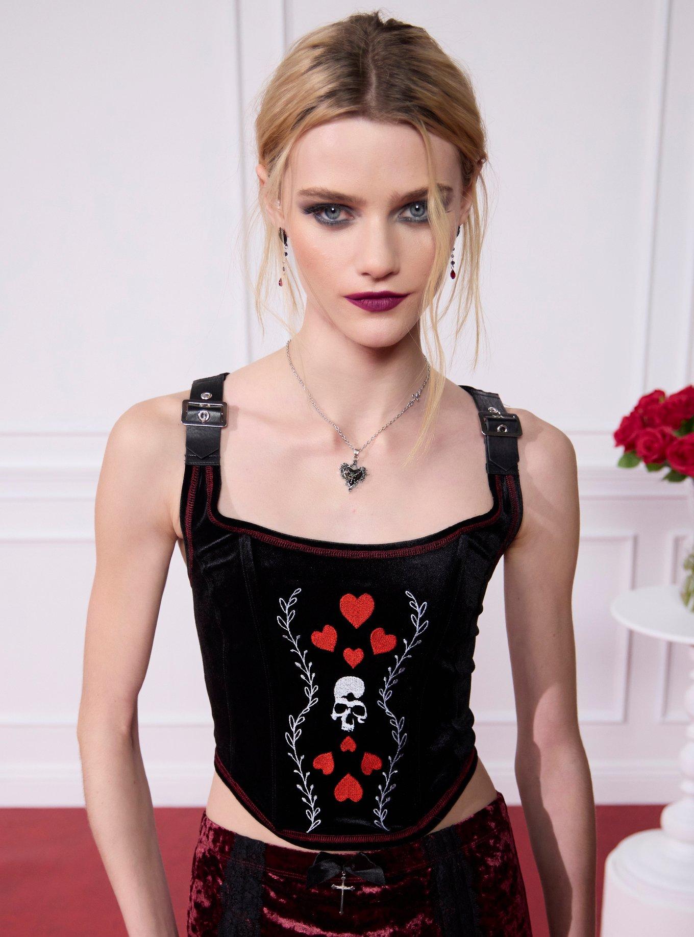 "Wuthering Heights" Velvet Girls Corset Tank Top, , hi-res