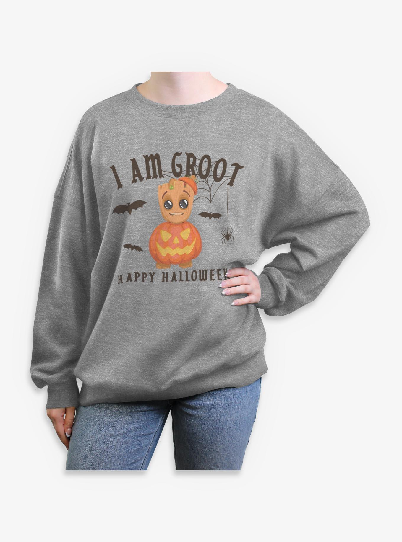 Marvel I Am Groot Halloween Pumpkin Girls Oversized Sweatshirt