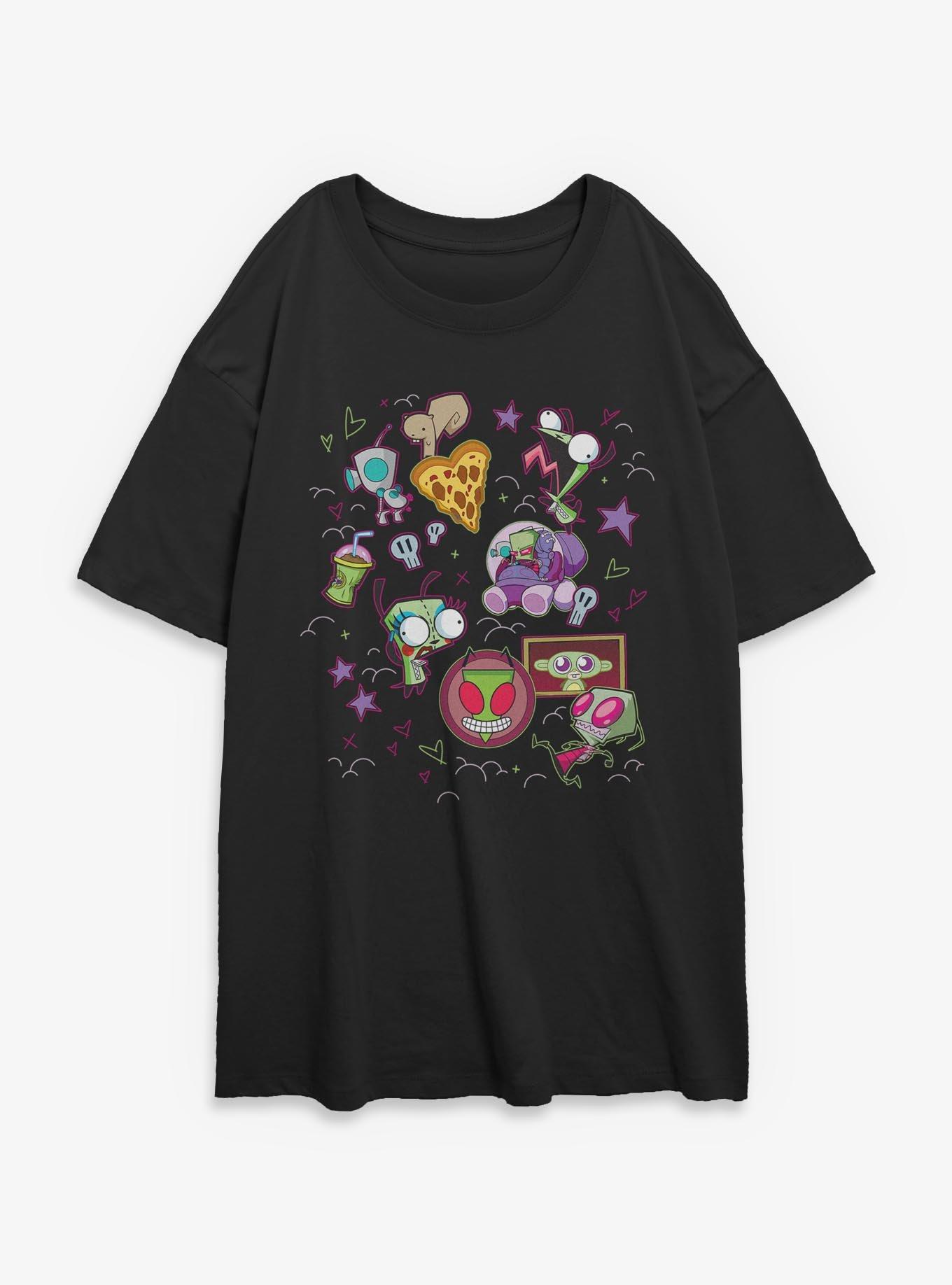 Invader ZIM Stickers Girls Oversized T-Shirt