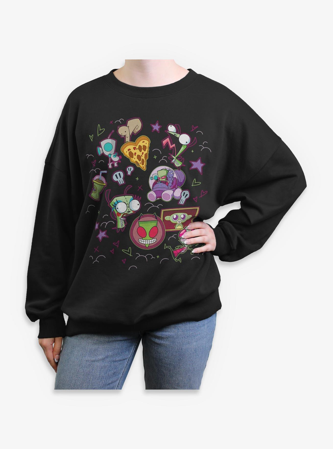 Invader ZIM Stickers Girls Oversized Sweatshirt, , hi-res