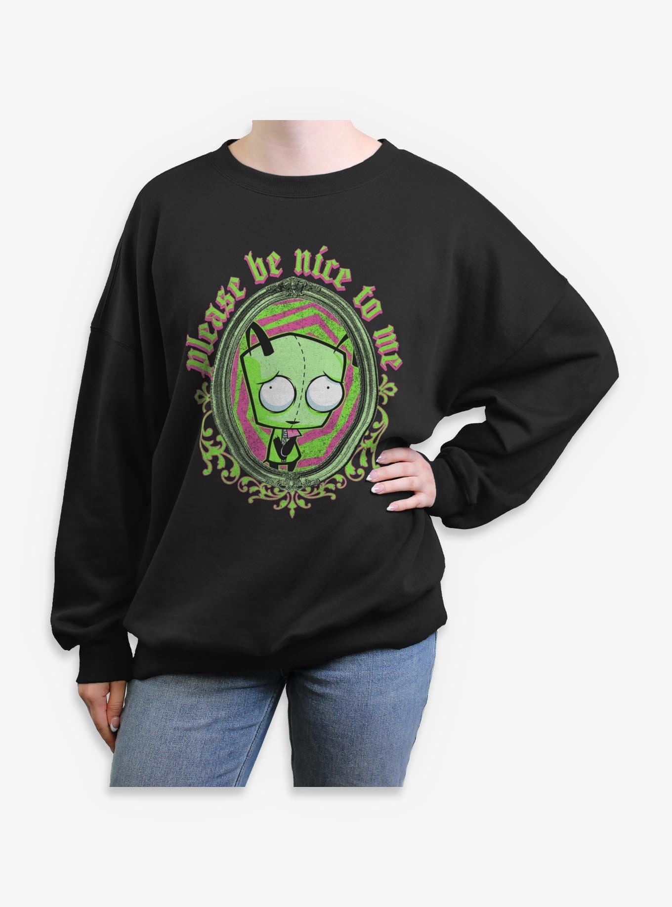 Invader ZIM Please Be Nice To Me Girls Oversized Sweatshirt, , hi-res