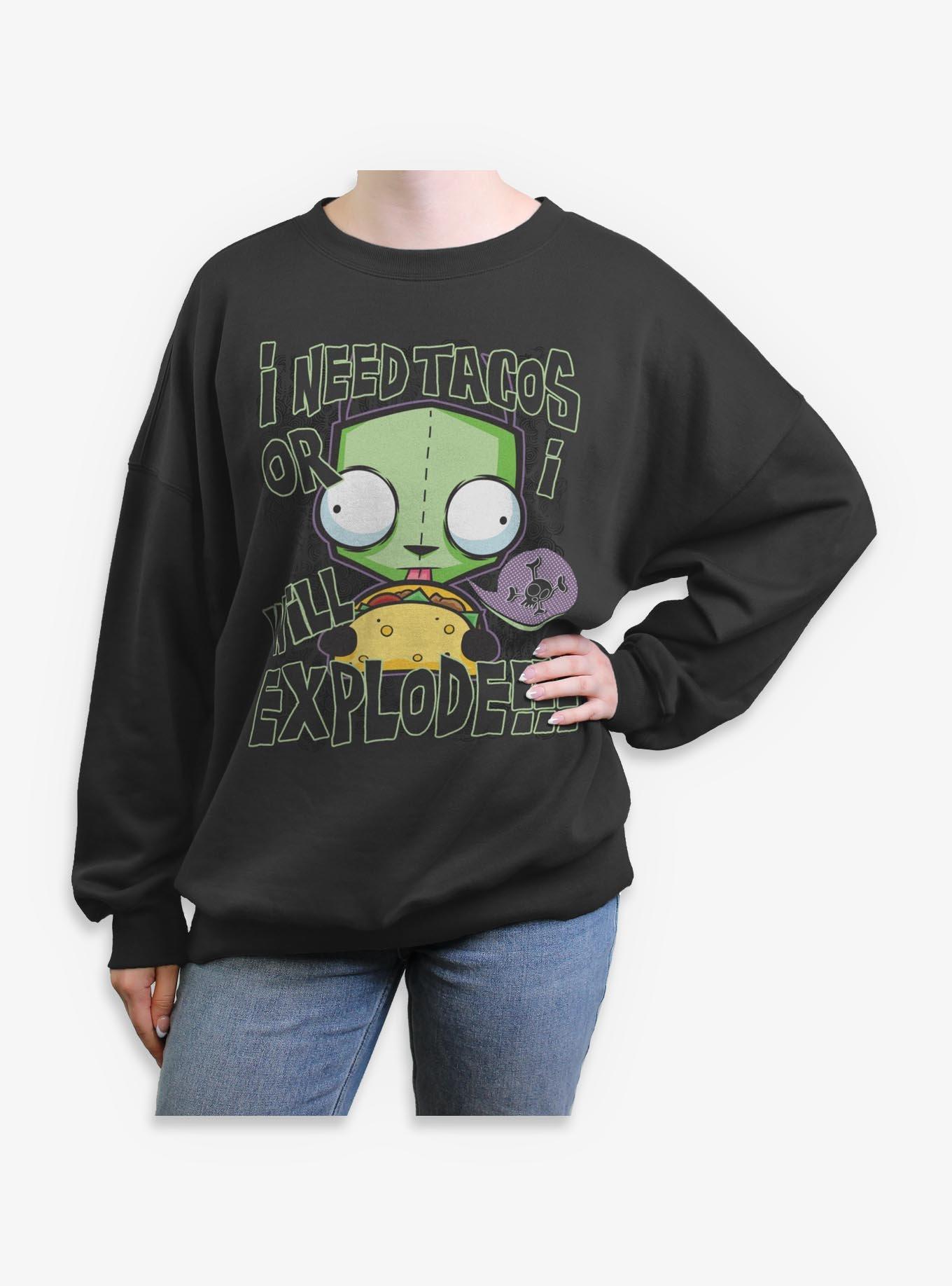 Invader ZIM Taco Explosion Girls Oversized Sweatshirt