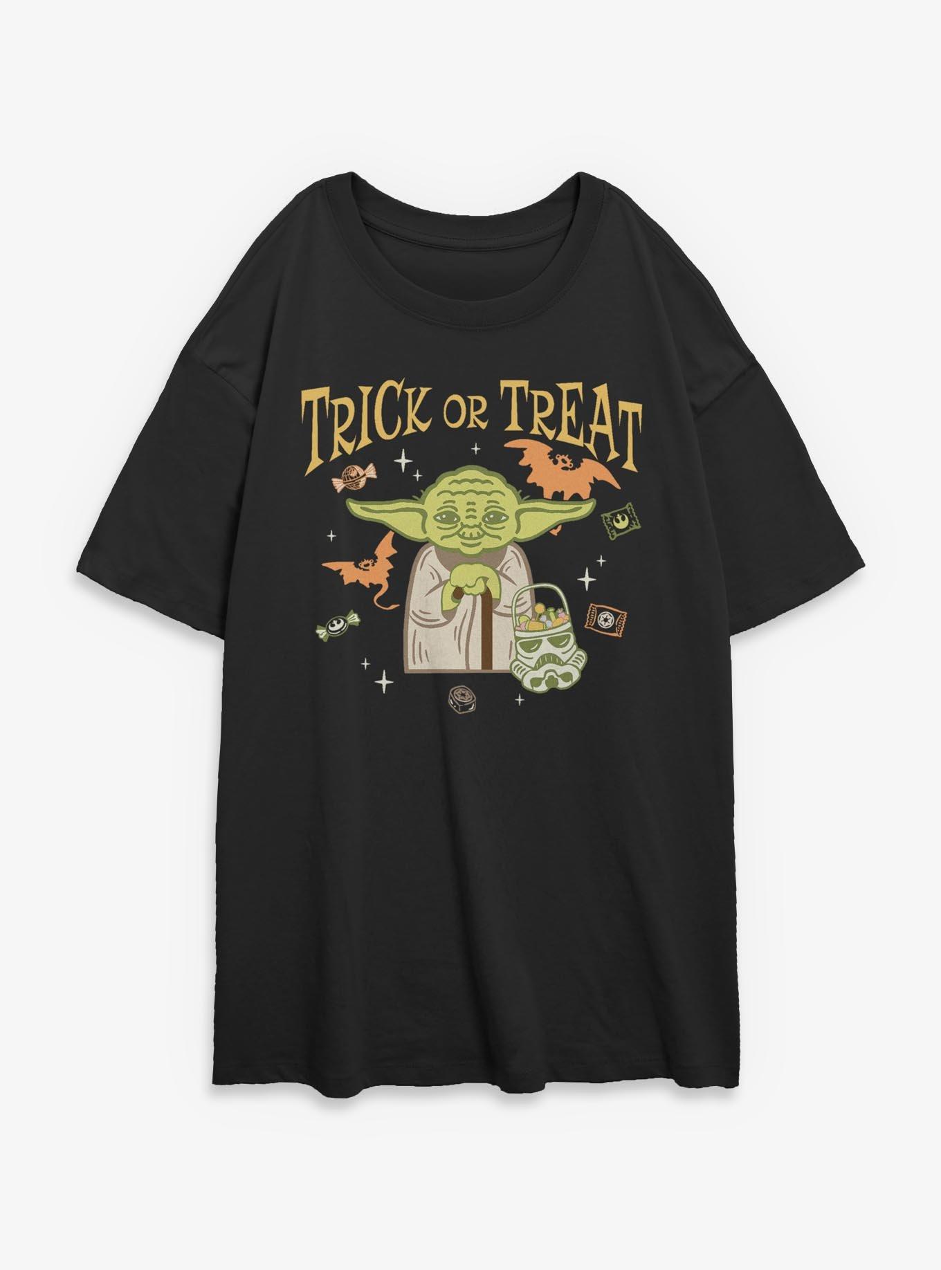 Star Wars Yoda Trick Or Treat Girls Oversized T-Shirt, BLACK, hi-res