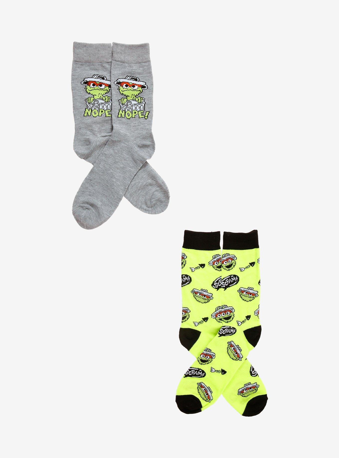 Sesame Street Oscar The Grouch Crew Socks 2 Pair, , hi-res