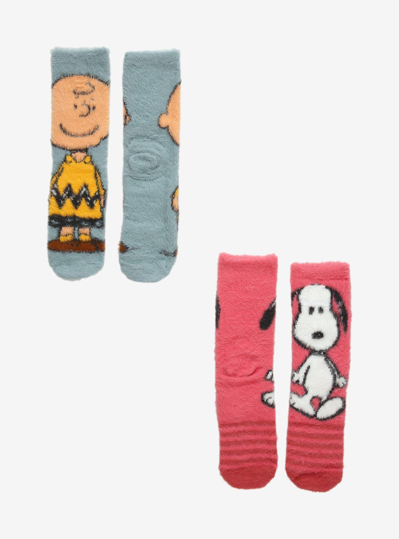 Peanuts Charlie Brown & Snoopy Fuzzy Socks 2 Pair, , hi-res