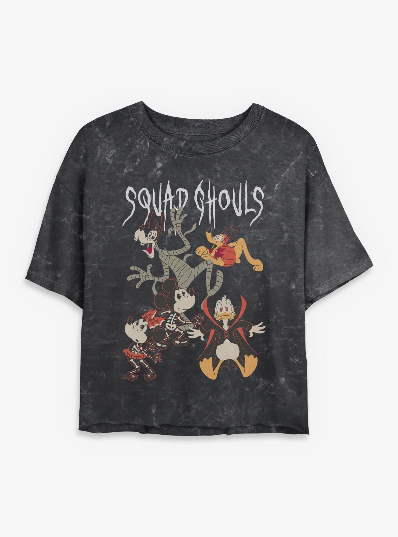 Disney Mickey Mouse & Friends Spooky Squad Ghouls Mineral Wash Womens Crop T-Shirt, , hi-res