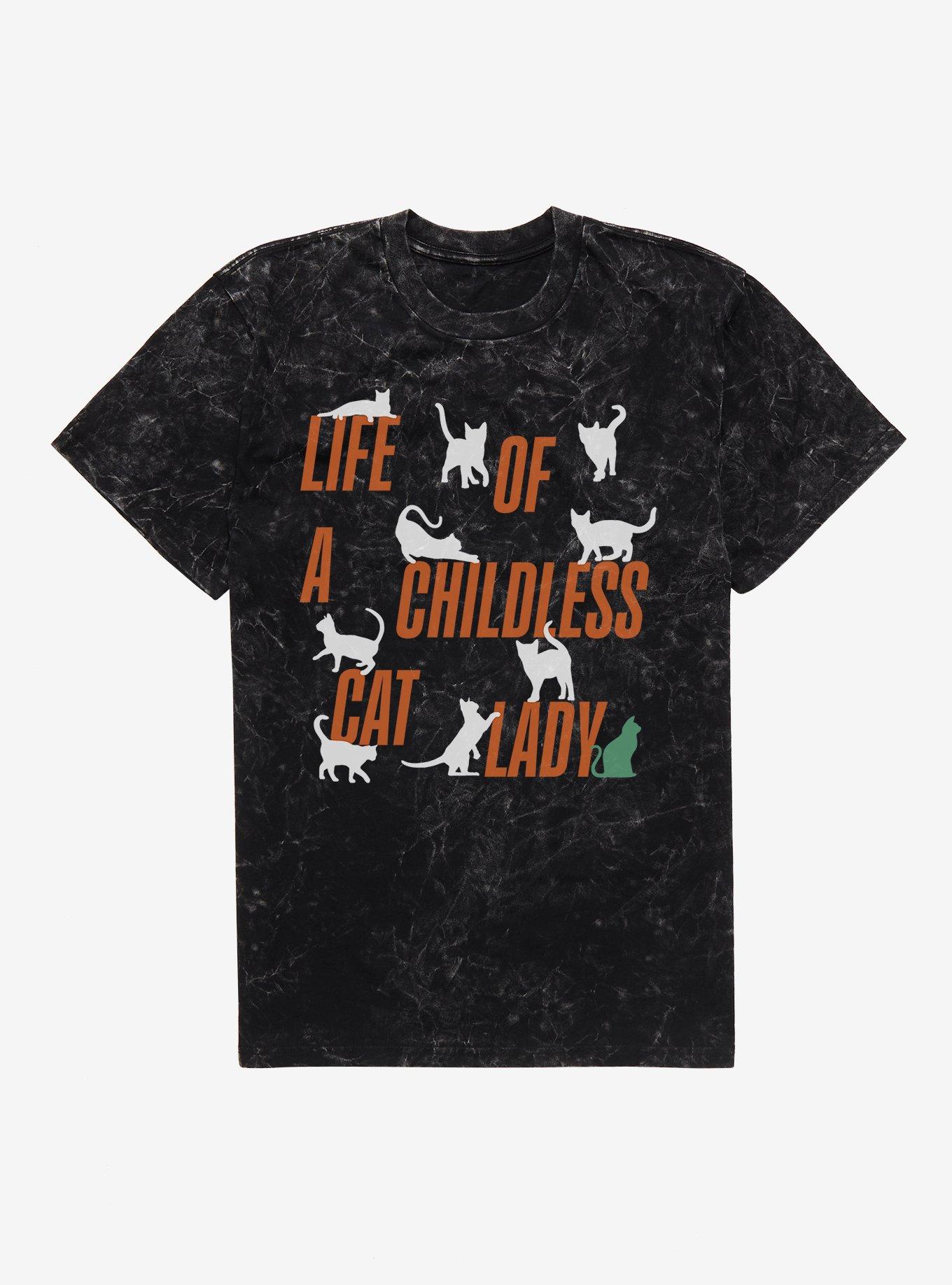 Life Of A Childless Cat Lady Mineral Wash T-Shirt, , hi-res