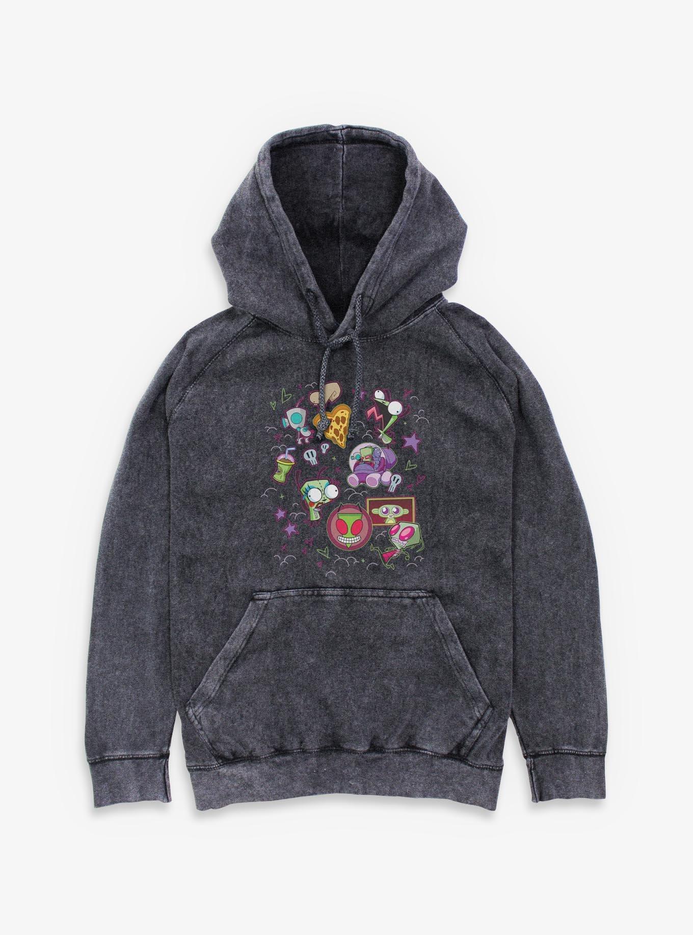 Invader ZIM Icon Doodles Mineral Wash Hoodie, , hi-res