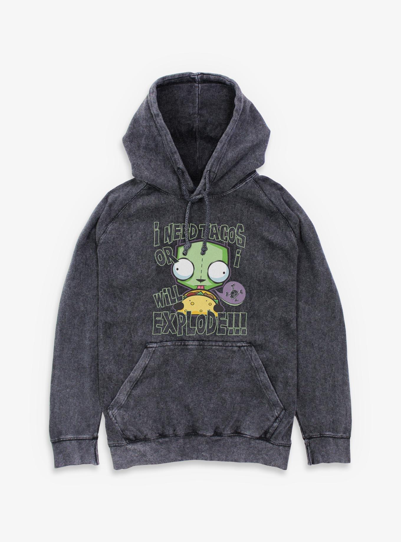 Invader ZIM I Need Tacos Or I Will Explode Mineral Wash Hoodie, , hi-res