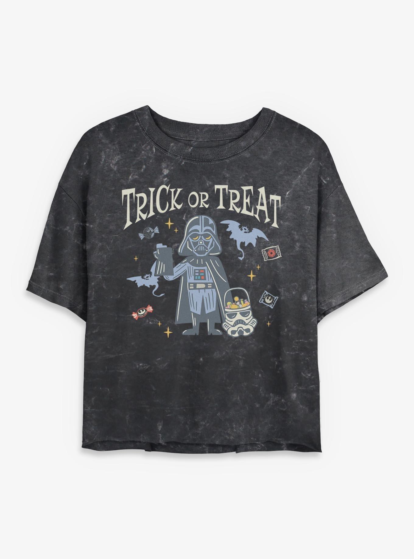 Star Wars Darth Vader Trick Or Treat Mineral Wash Womens Crop T-Shirt, , hi-res