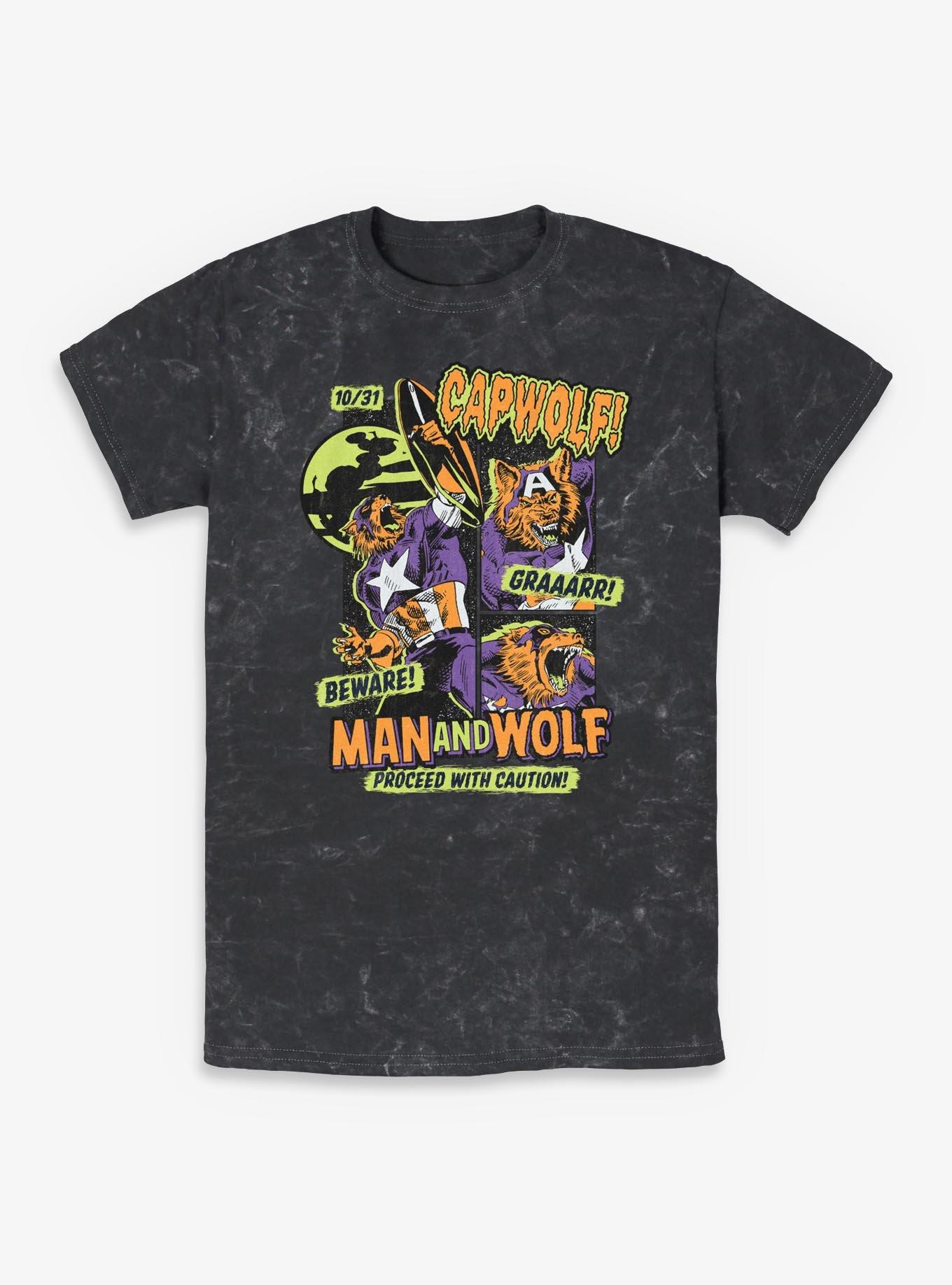 Marvel Man And Wolf Beware Mineral Wash T-Shirt