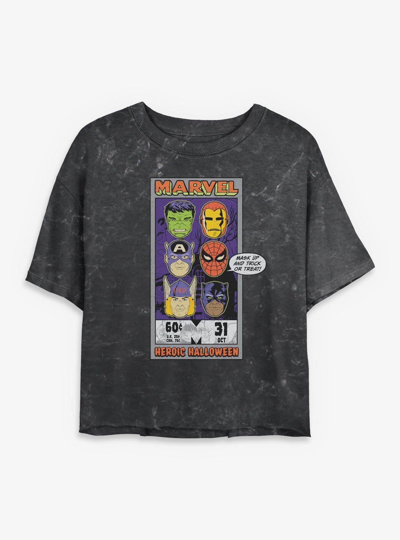 Marvel Heroic Halloween Girls Mineral Wash Crop T-Shirt, , hi-res