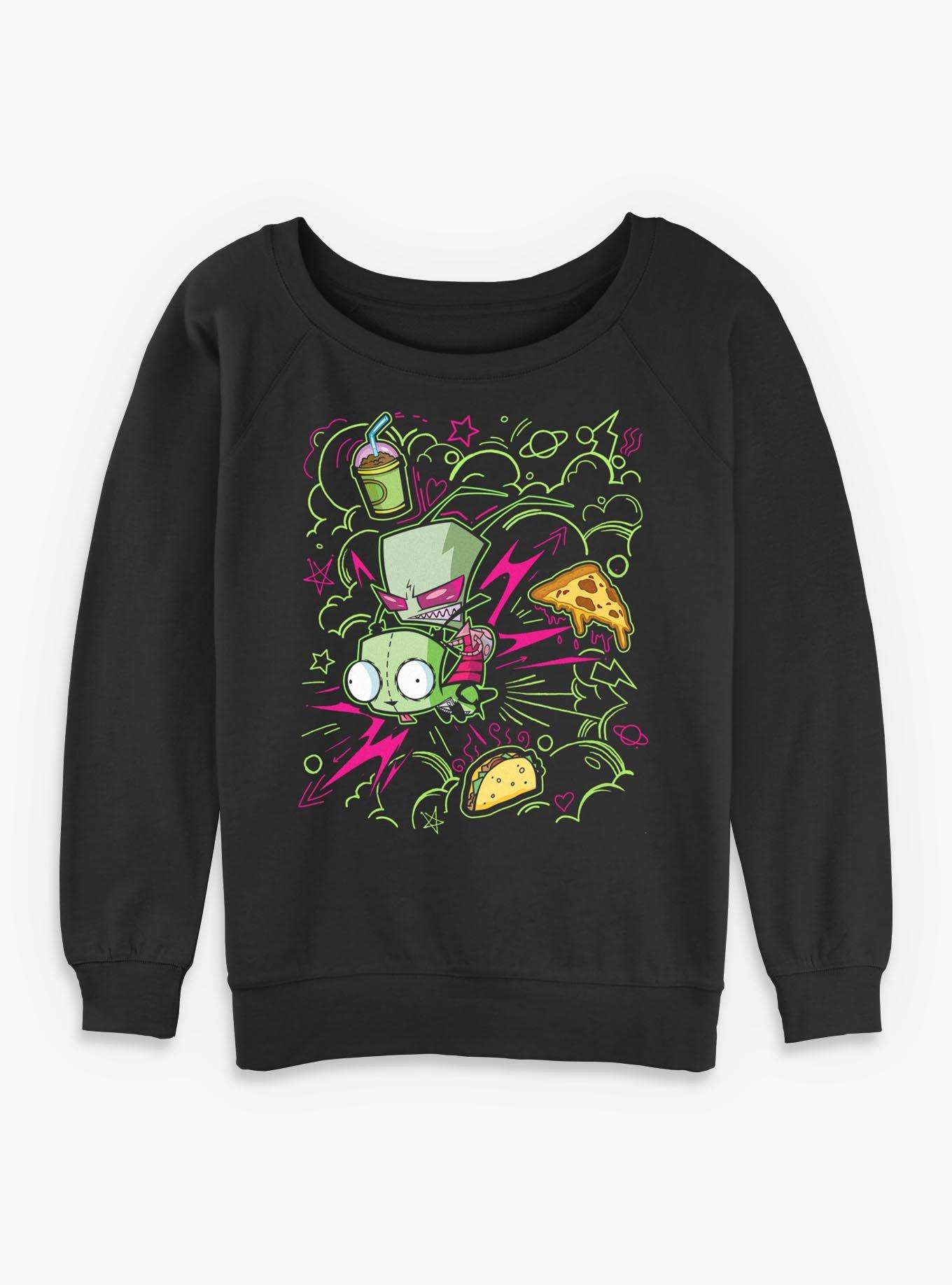 Invader ZIM Doodle Zim Girls Slouchy Sweatshirt