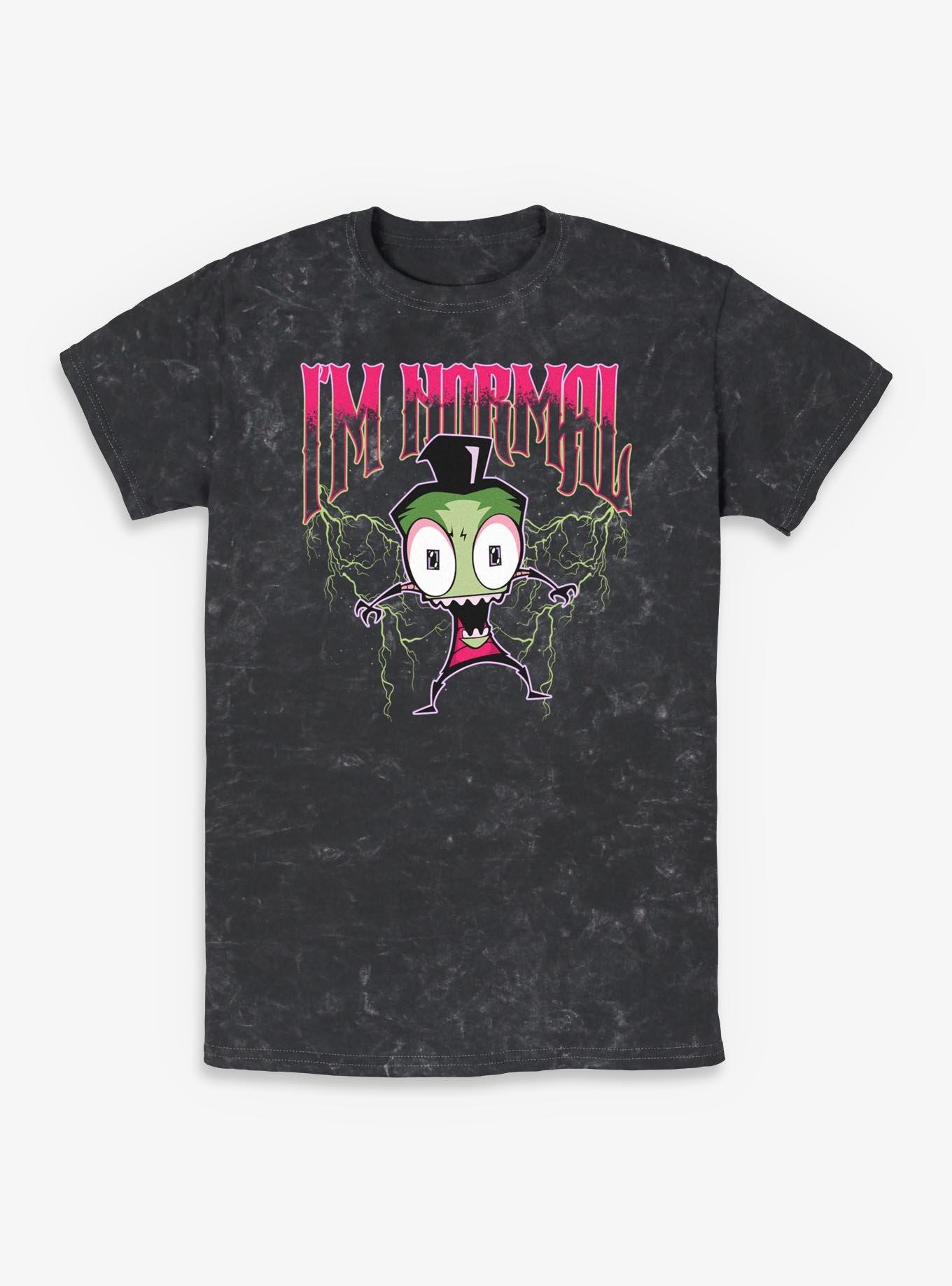 Invader ZIM I'm Normal Mineral Wash T-Shirt, BLACK, hi-res