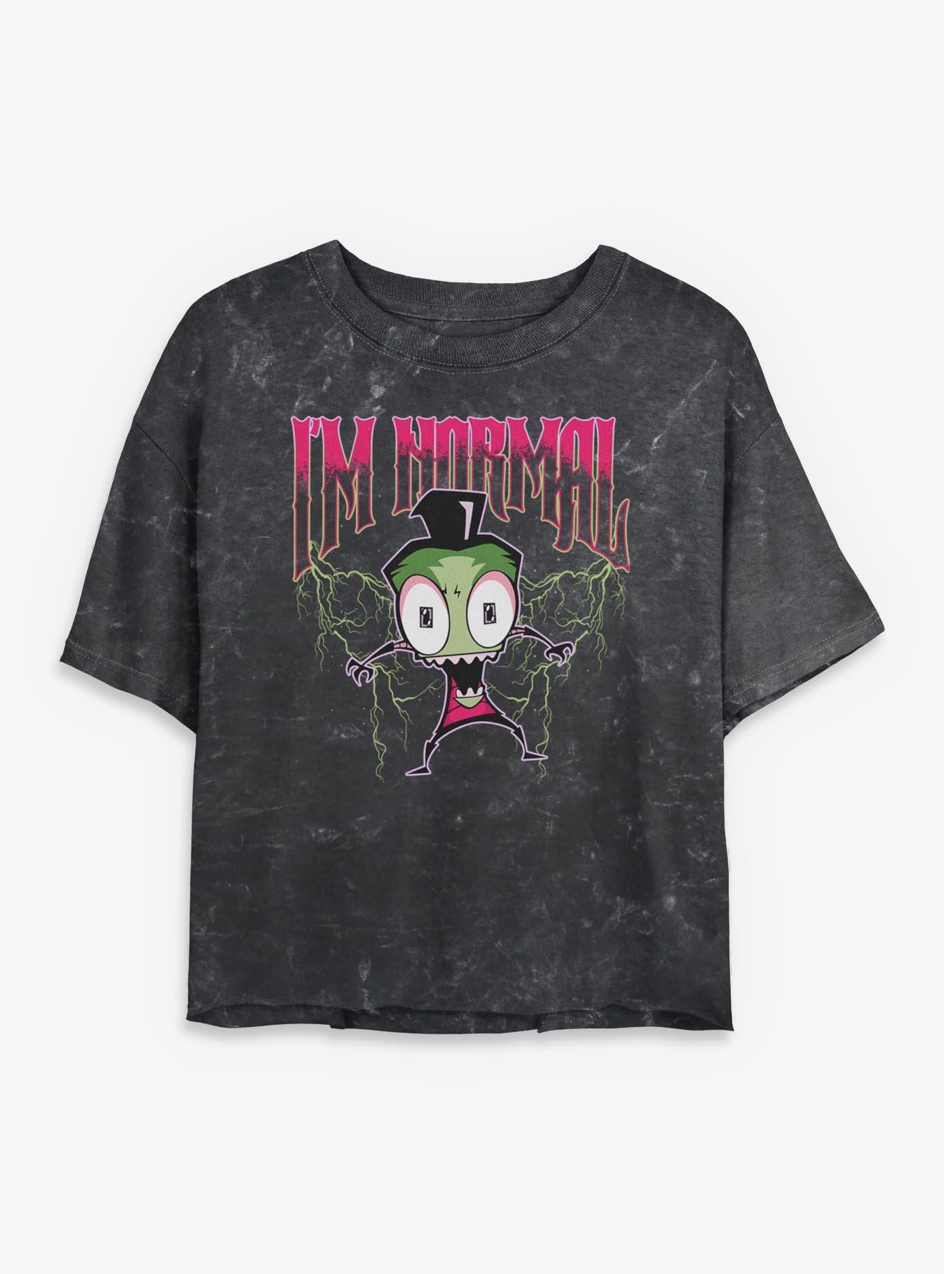 Invader ZIM I'm Normal Girls Mineral Wash Crop T-Shirt, , hi-res