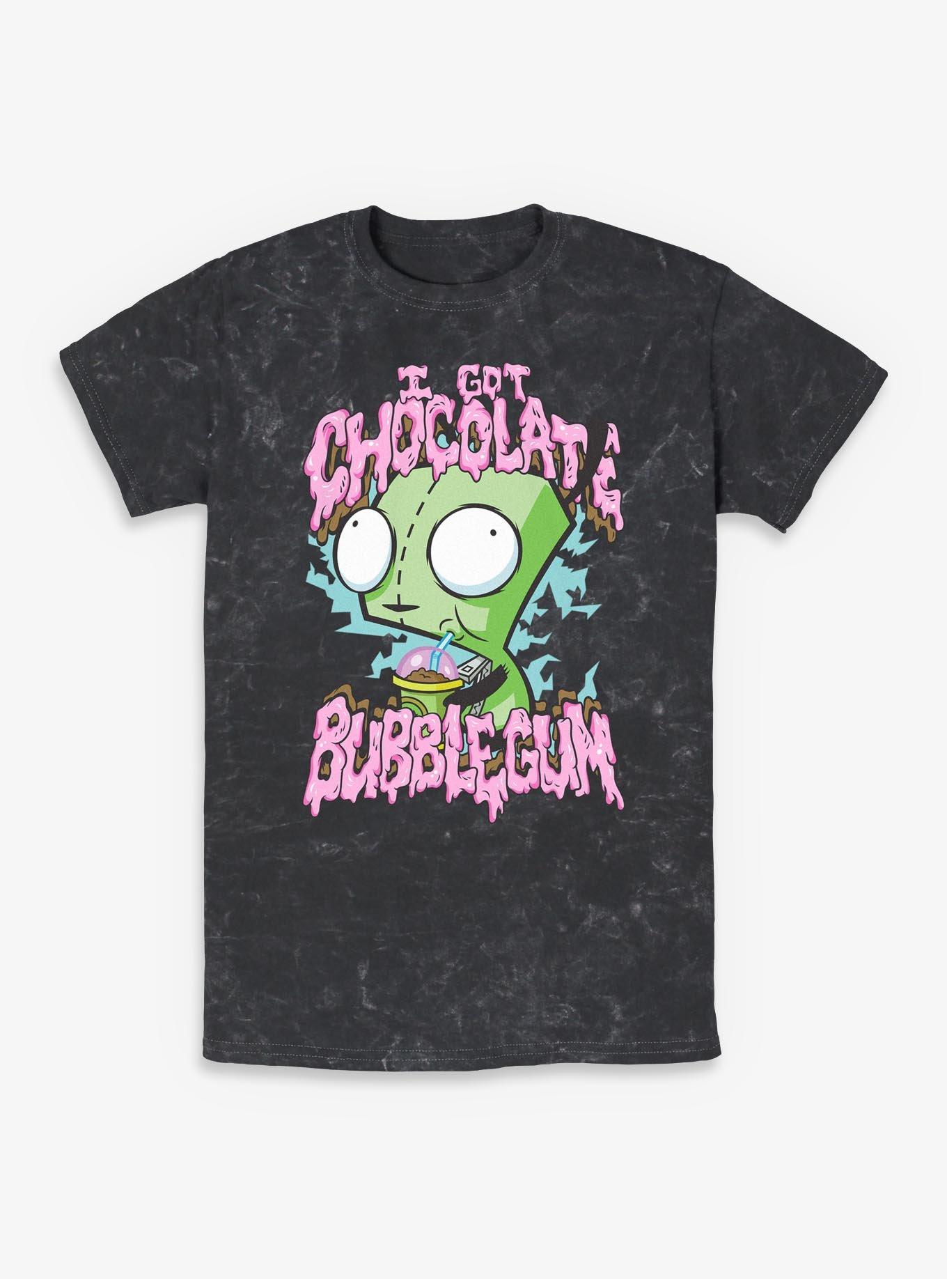 Invader ZIM Chocolate Bubblegum Mineral Wash T-Shirt, BLACK, hi-res