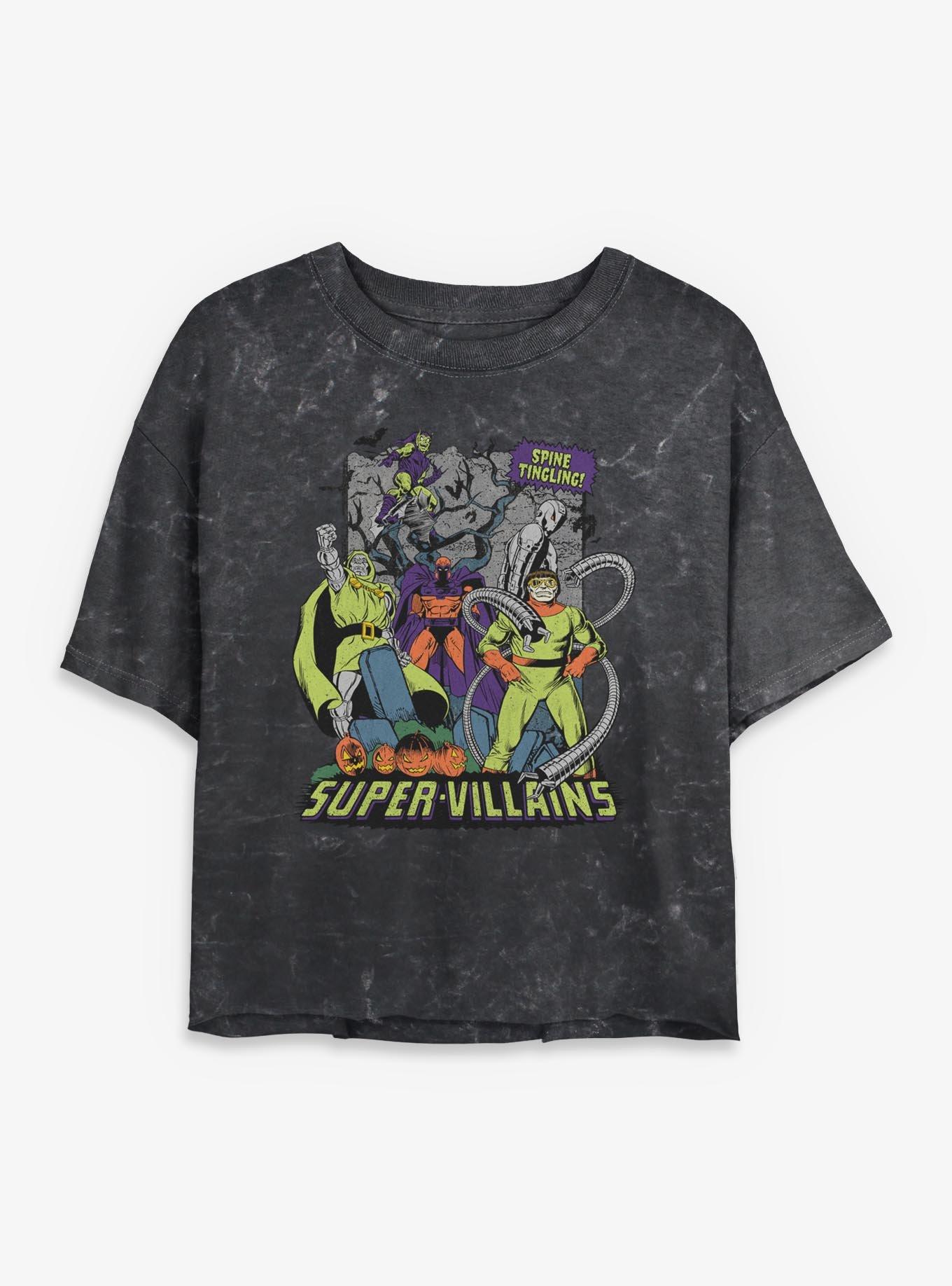 Marvel Super Villains Spine Tingling Girls Mineral Wash Crop T-Shirt, , hi-res