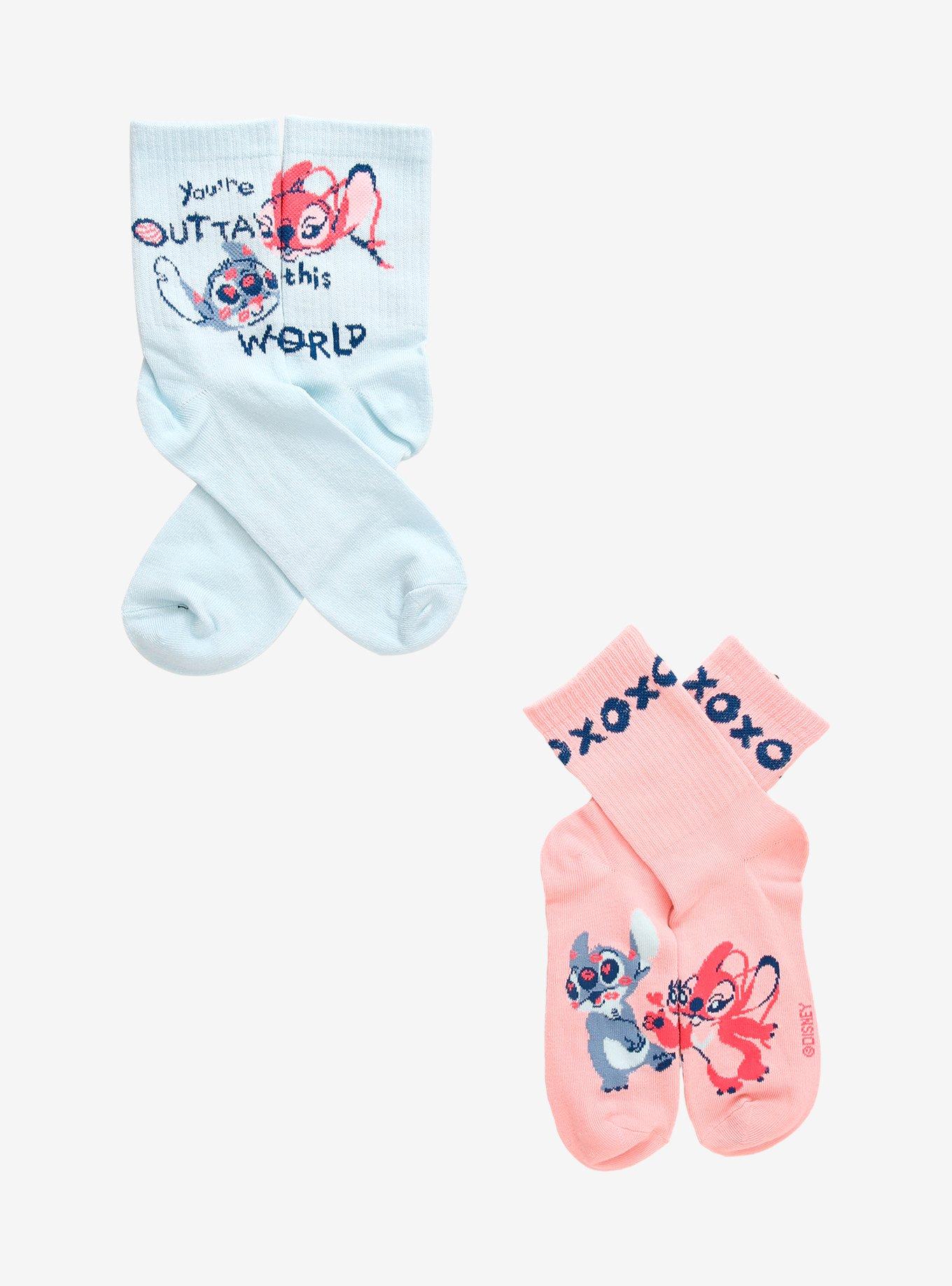 Disney Stitch & Angel XOXO Crew Socks 2 Pair, , hi-res