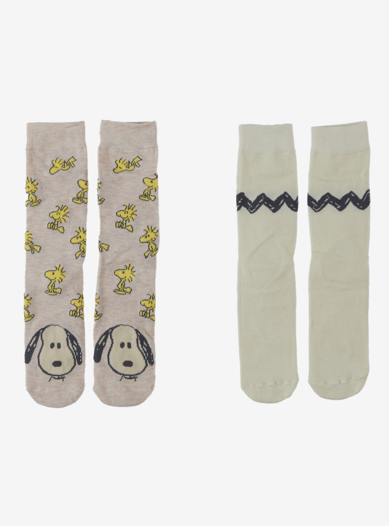 Peanuts Snoopy Woodstock Stripe Crew Socks 2 Pair, , hi-res