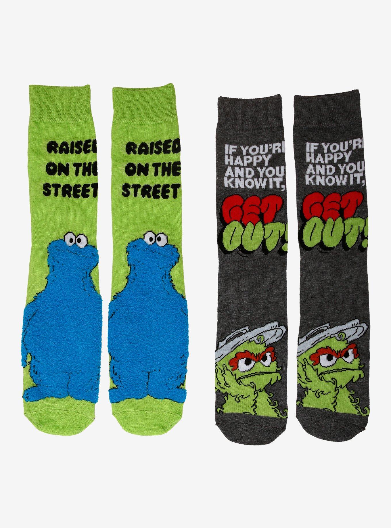 Sesame Street Cookie Monster & Oscar Crew Socks 2 Pair, , hi-res