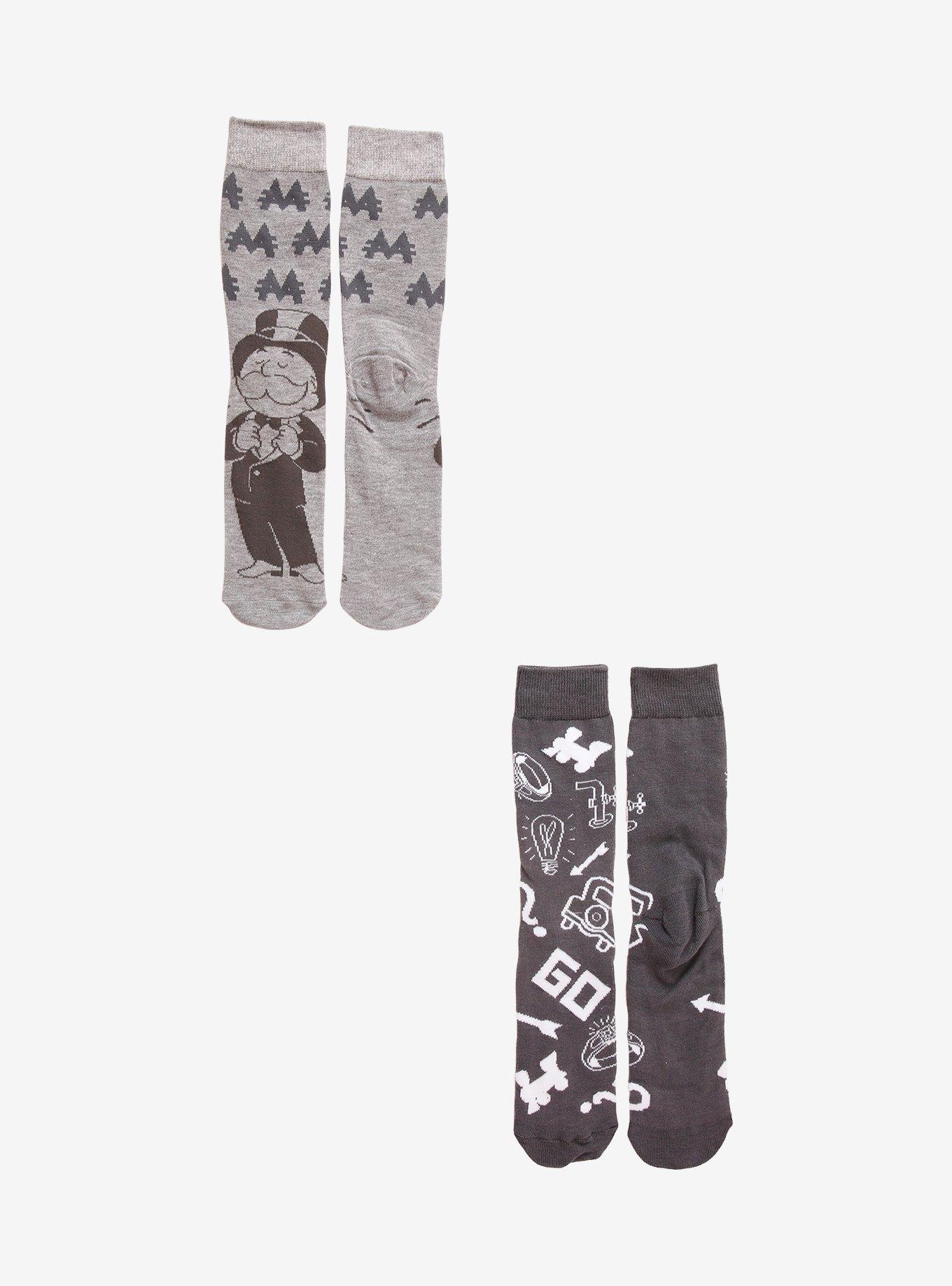 Monopoly Grey Icons Crew Socks 2 Pair, , hi-res