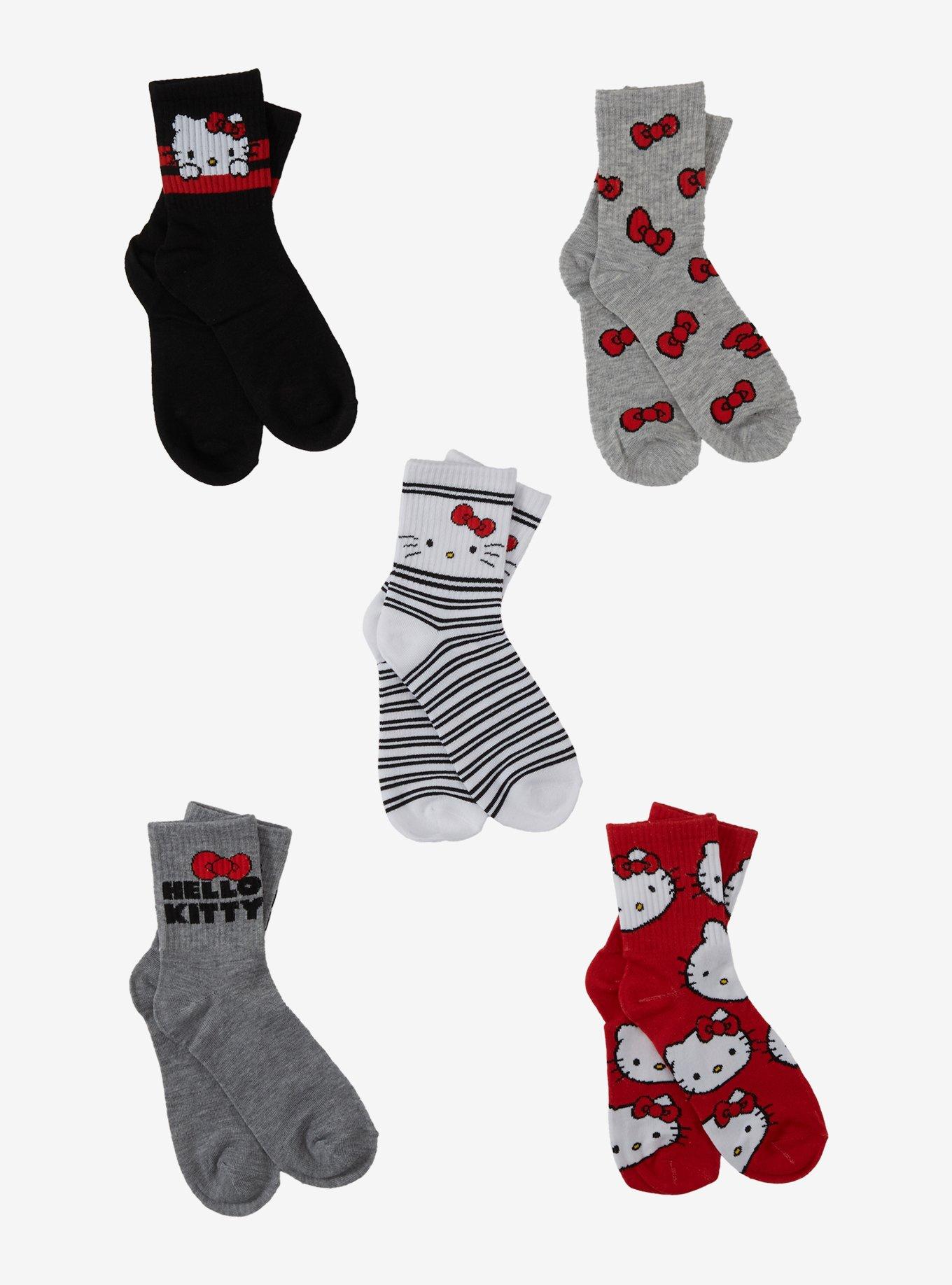 Hello Kitty Bows & Stripes Ankle Socks 5 Pair, , hi-res