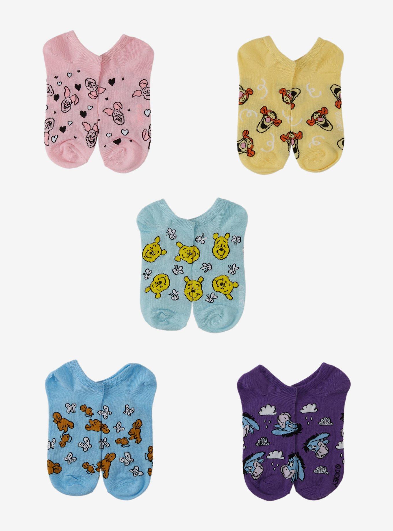 Disney Winnie The Pooh Icon Character Toss No-Show Socks 5 Pair, , hi-res