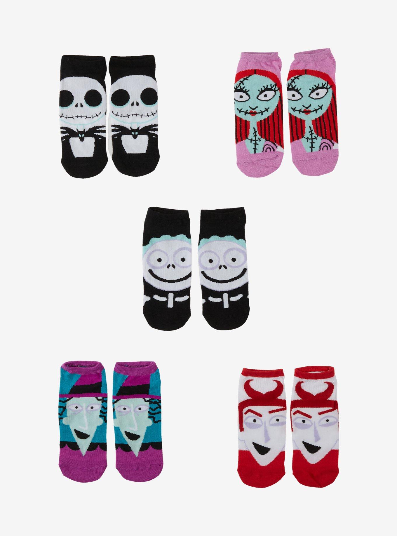 The Nightmare Before Christmas Jack Sally & Boogie's Boys No-Show Socks 5 Pair, , hi-res
