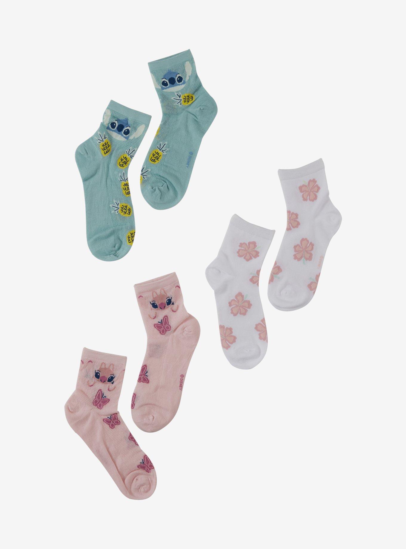 Disney Stitch & Angel Tropical Crew Socks 3 Pair, , hi-res