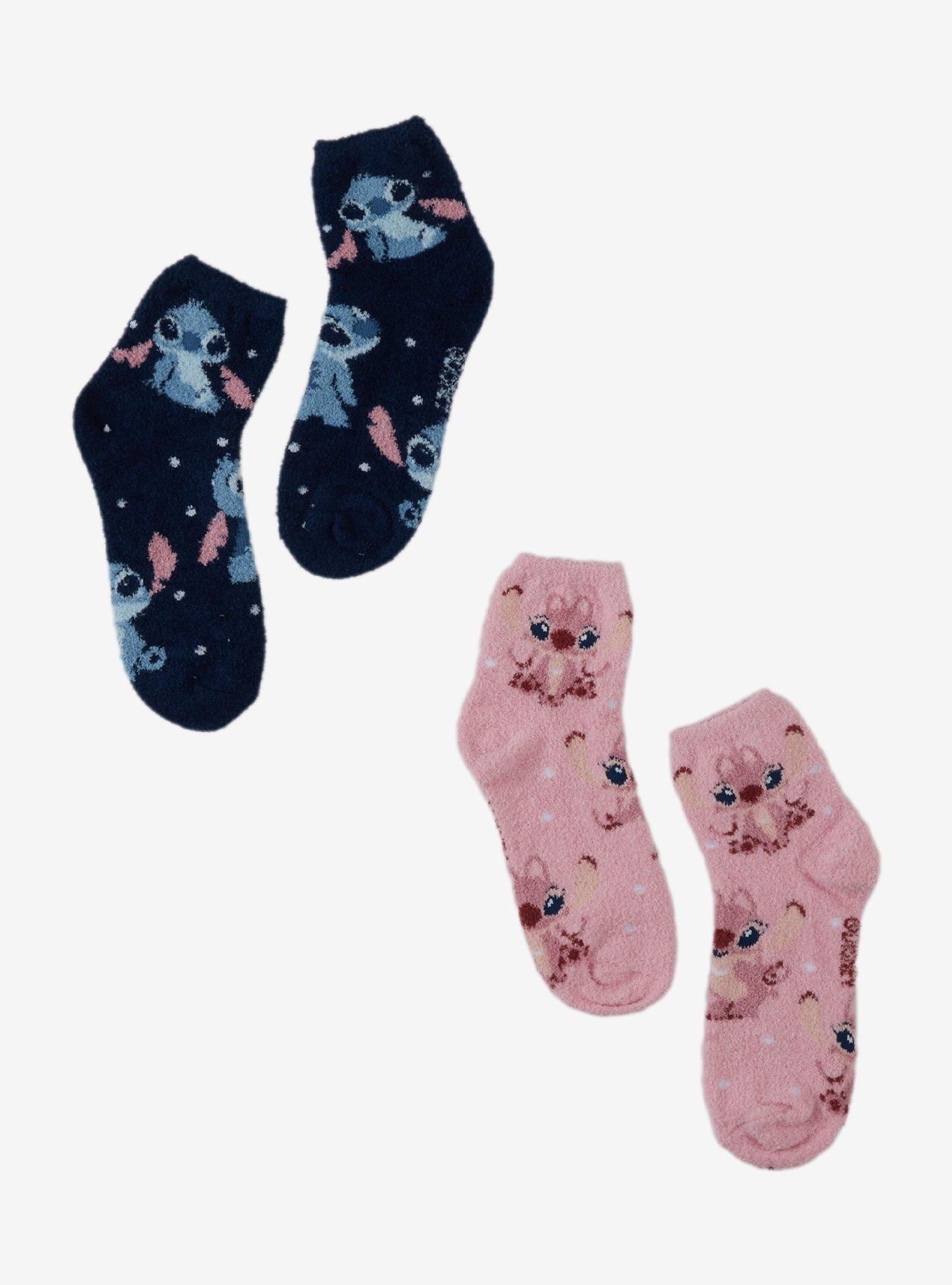 Disney Stitch & Angel Polka Dot Cozy Socks 2 Pair, , hi-res