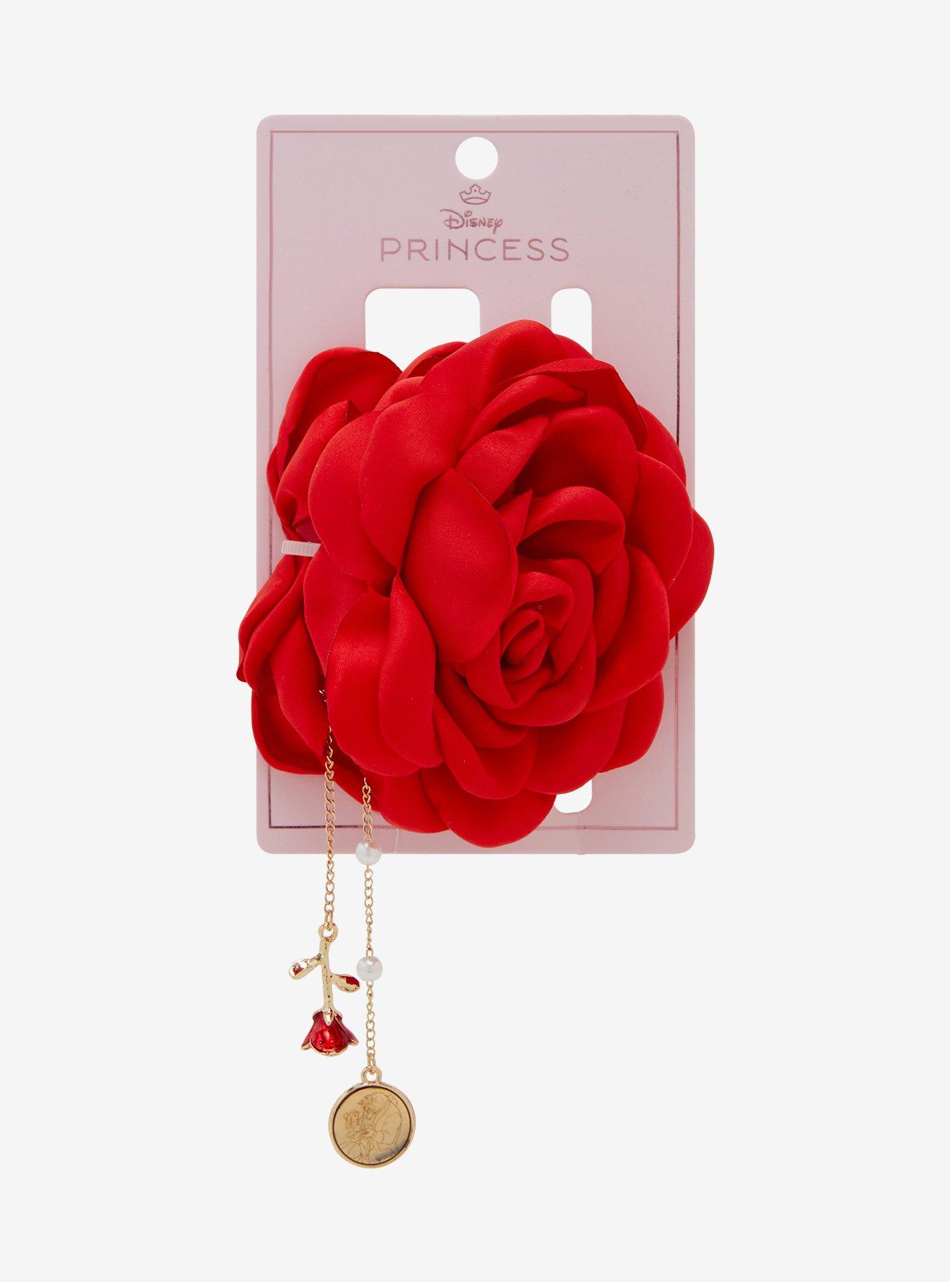 Disney Beauty and the Beast Rose Fabric Claw Clip &mdash; BoxLunch Exclusive, , hi-res