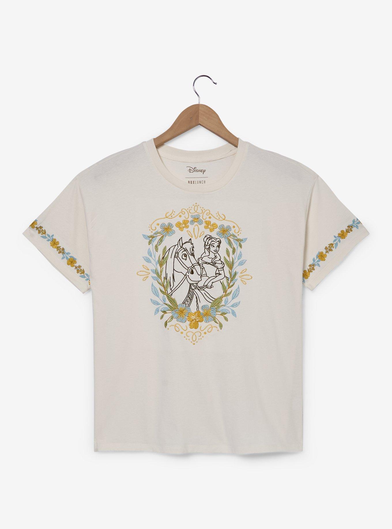 Disney Beauty and the Beast Belle & Phillipe Floral Women's T-Shirt &mdash; BoxLunch Exclusive, , hi-res